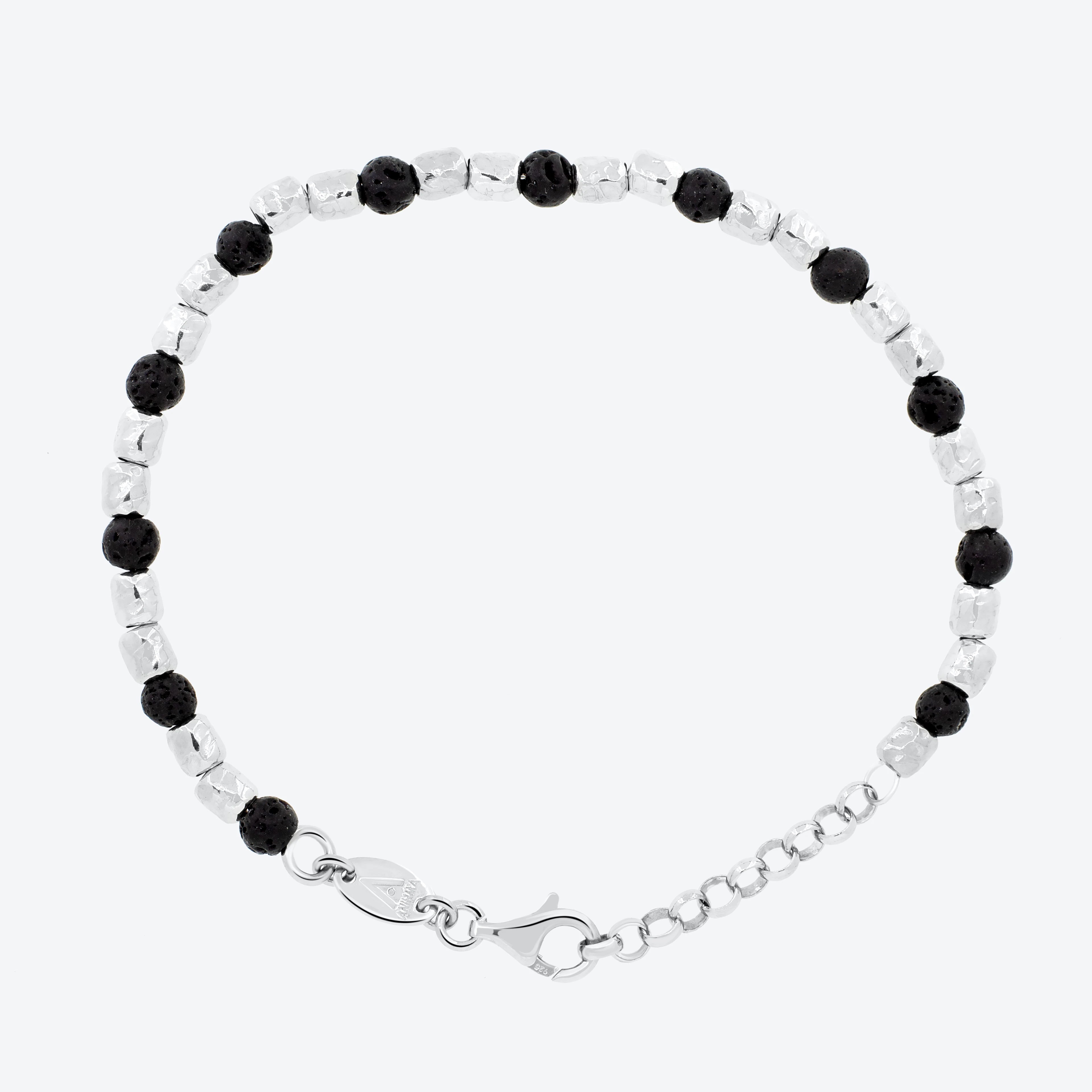 Bracciale con pepite alternate e pietre laviche