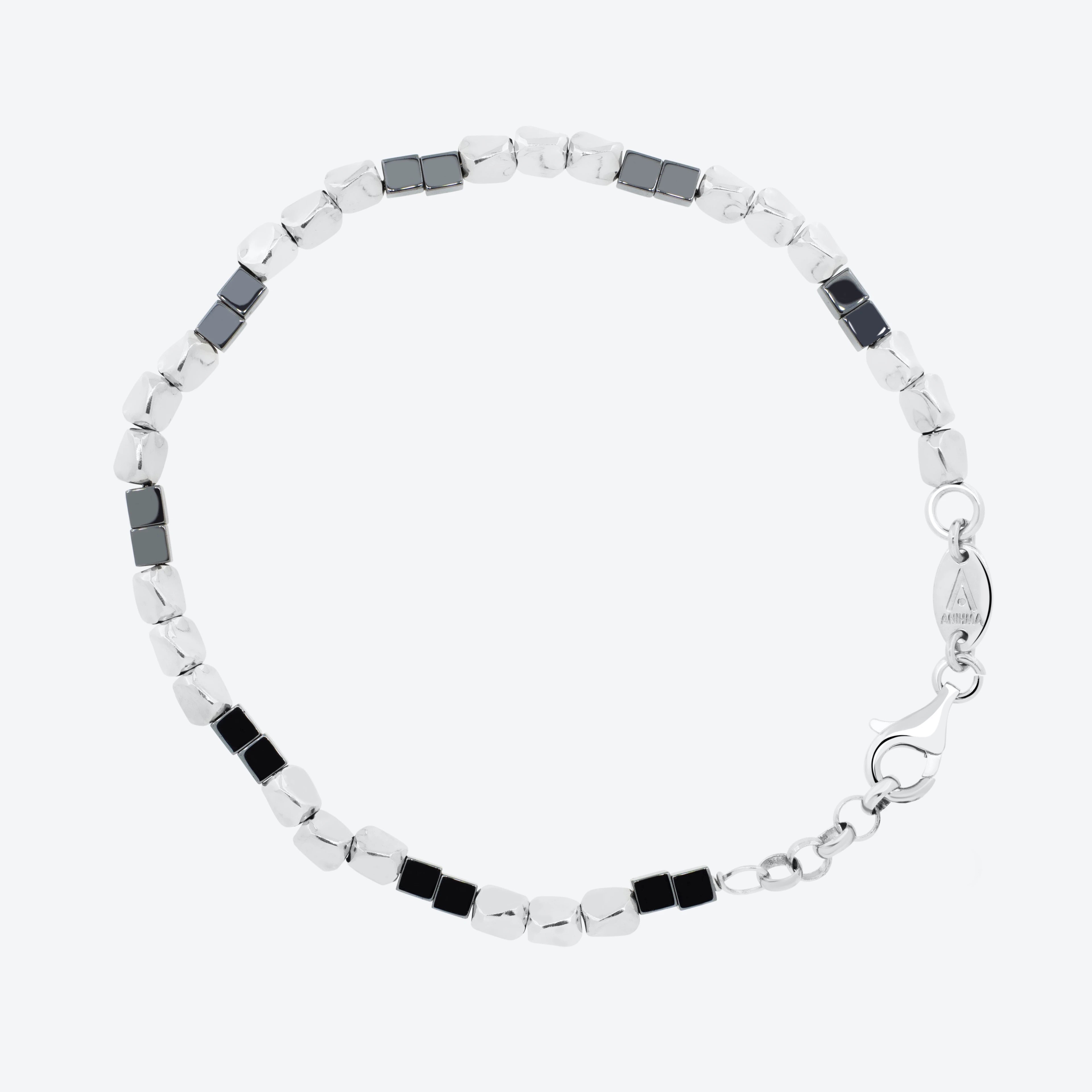 Bracciale con pepite quadrate e pietre naturali