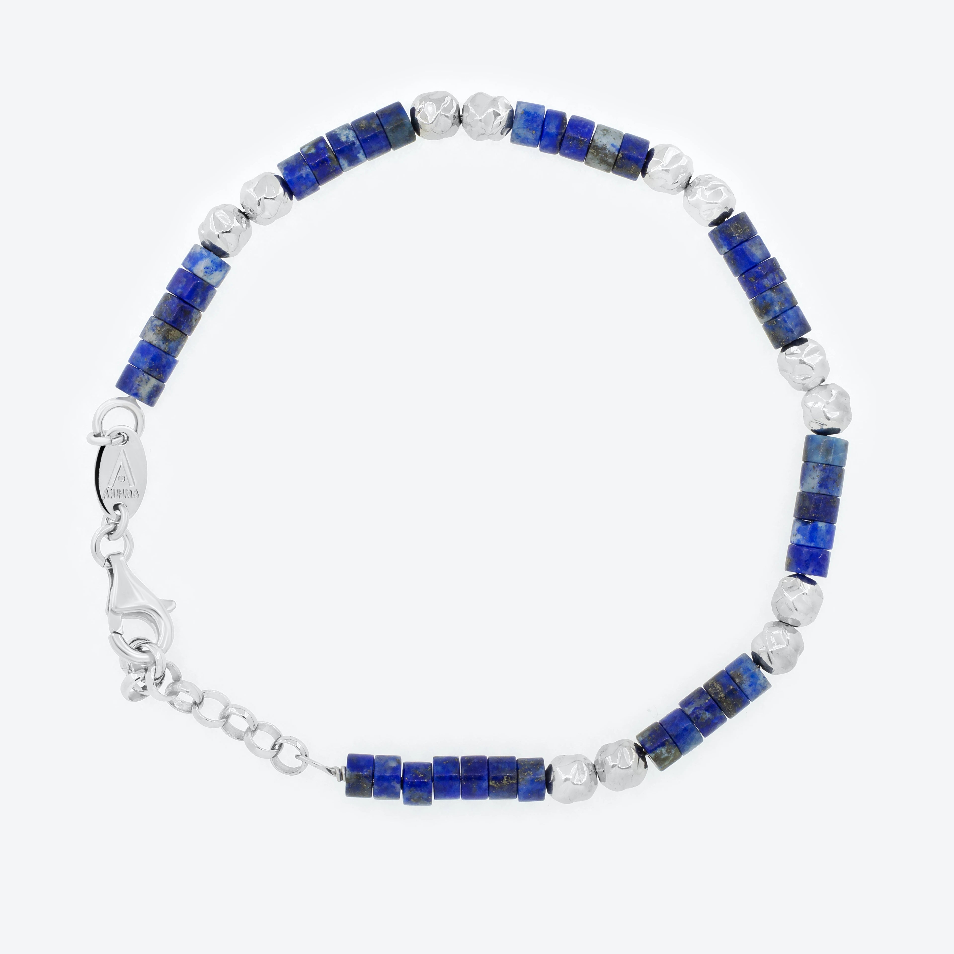 Bracciale con pepite in argento e pietre lapislazulli naturali