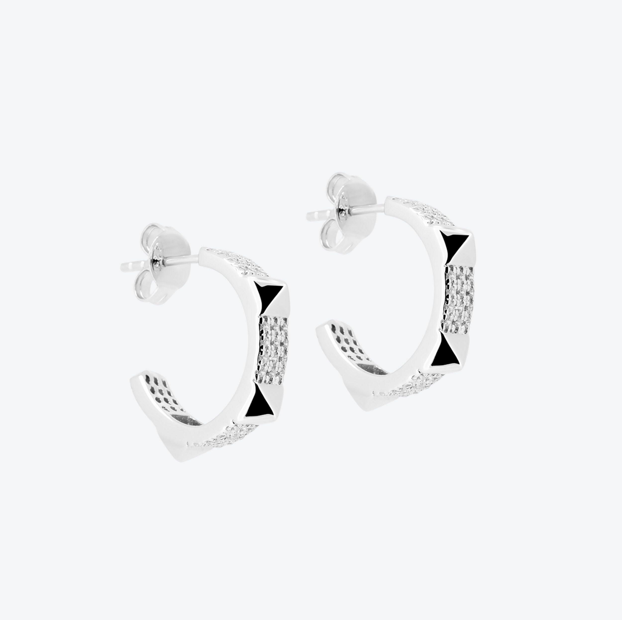 ORECCHINI in argento con spuntoni e pavé