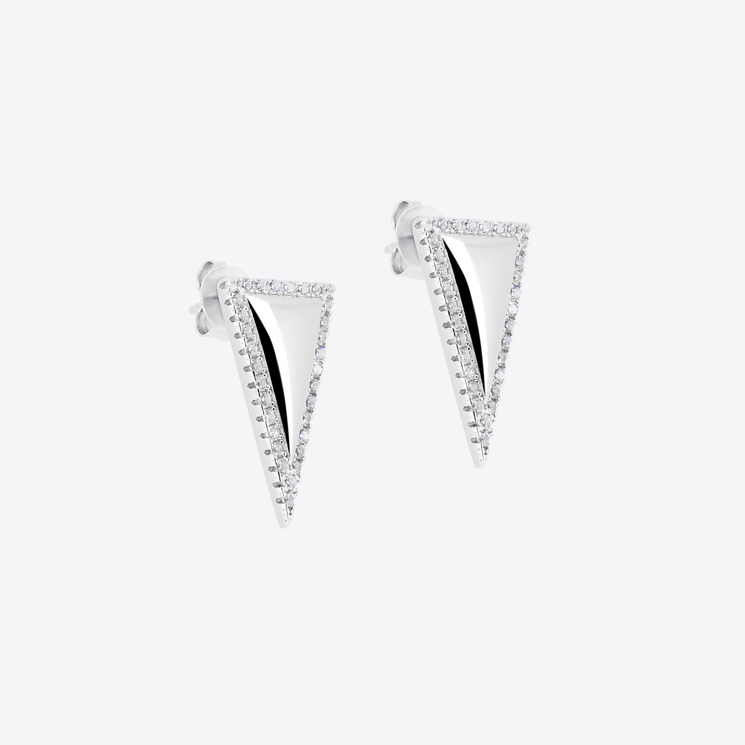 ORECCHINI triangolo pavé - argento