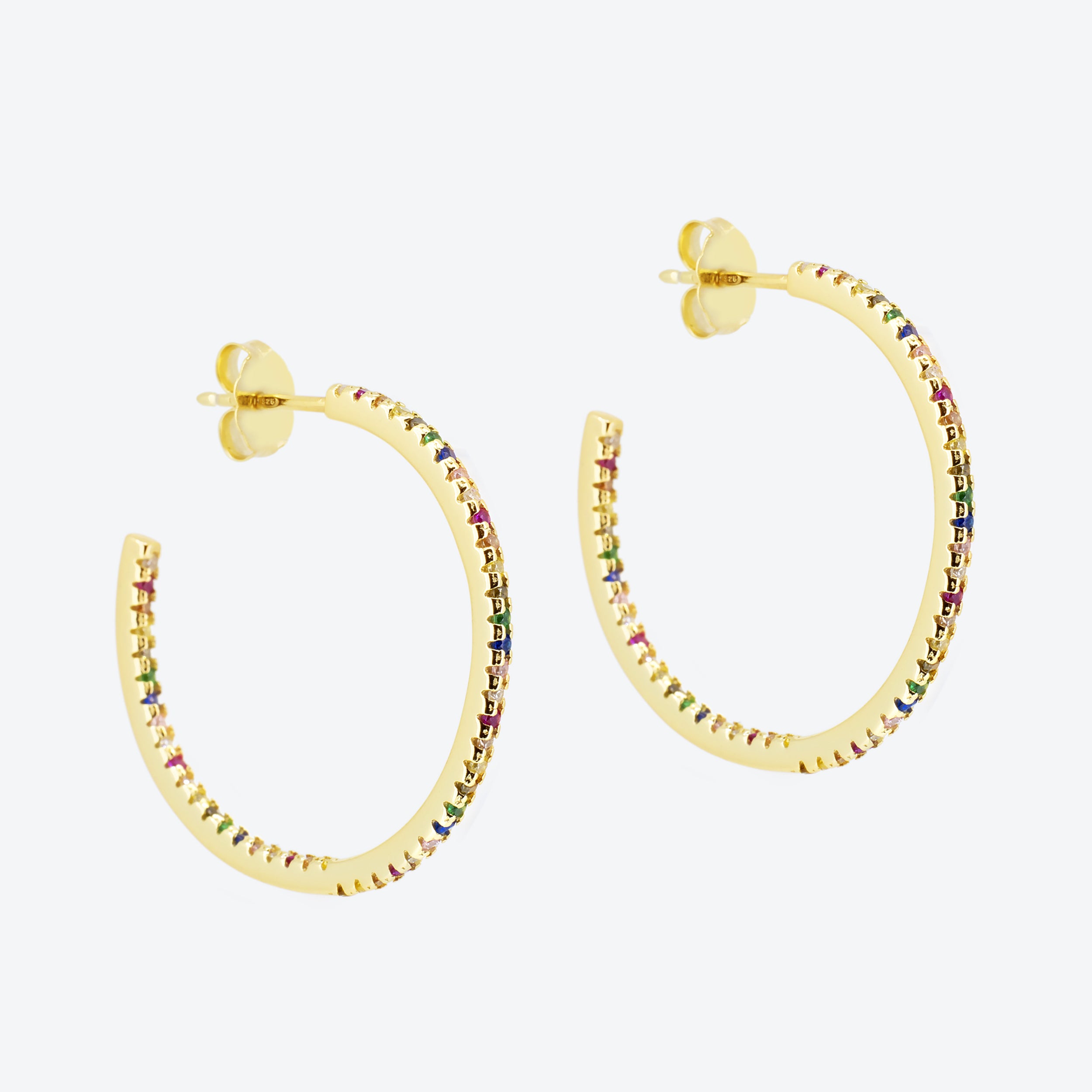 ORECCHINI creoli con zirconi multicolor - oro