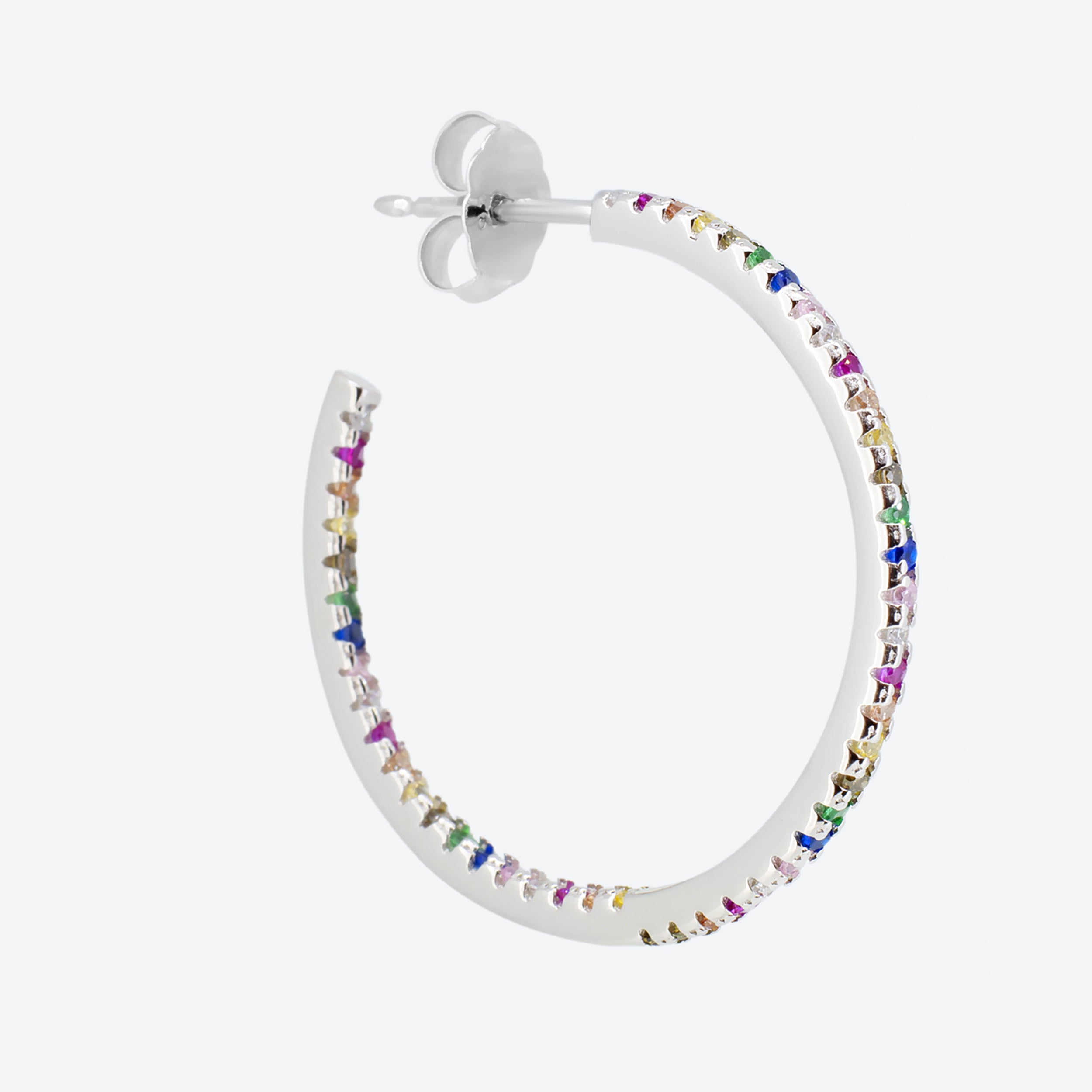 ORECCHINI creoli con zirconi multicolor - argento