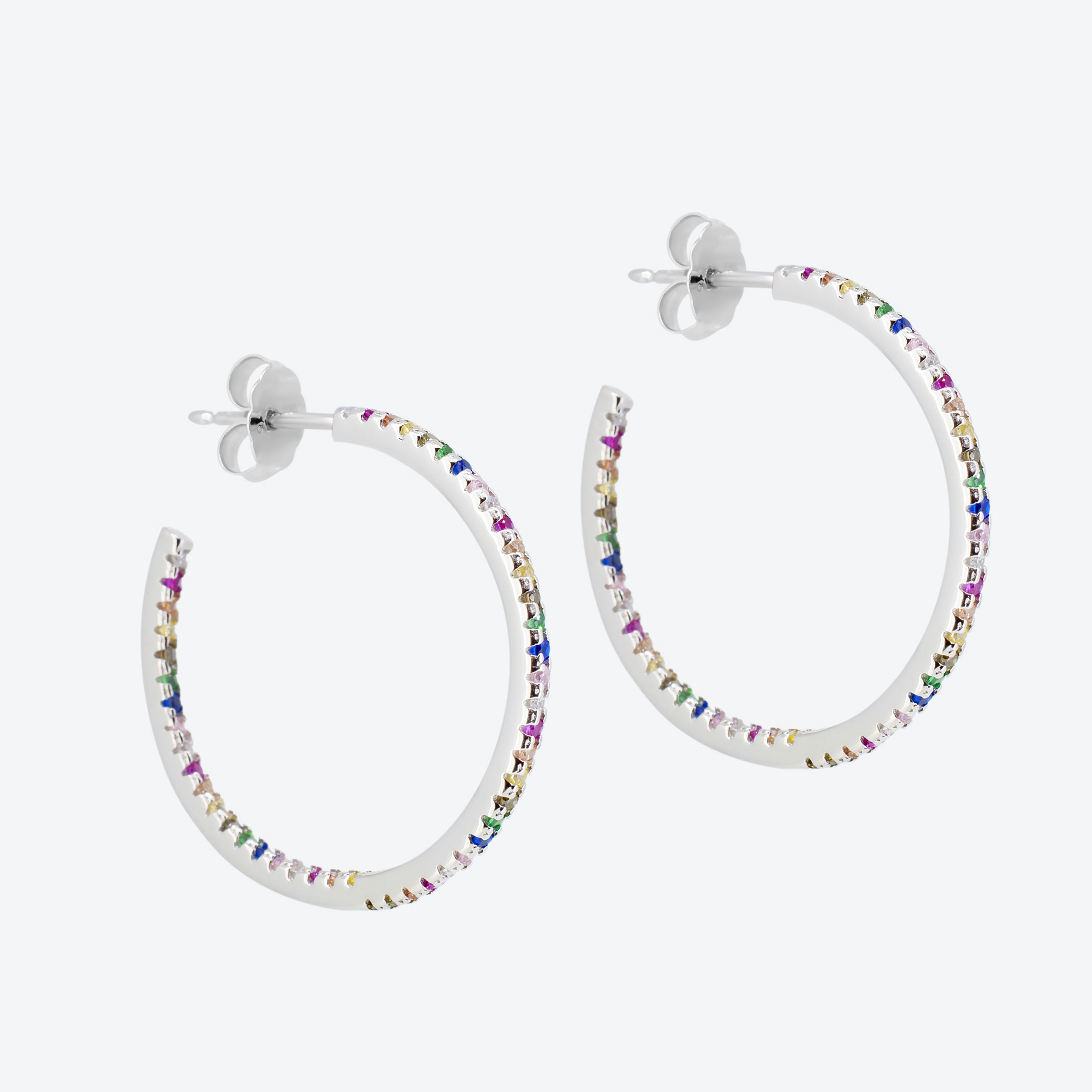 ORECCHINI creoli con zirconi multicolor - argento