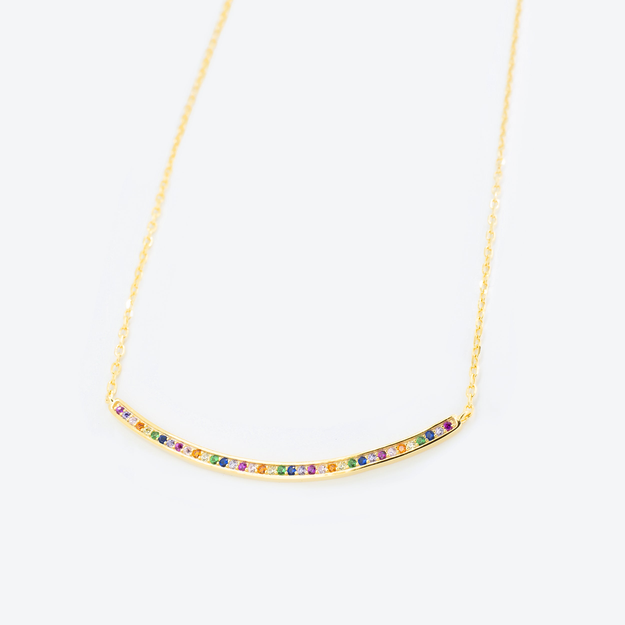 COLLANA con barra zirconi multicolor - oro