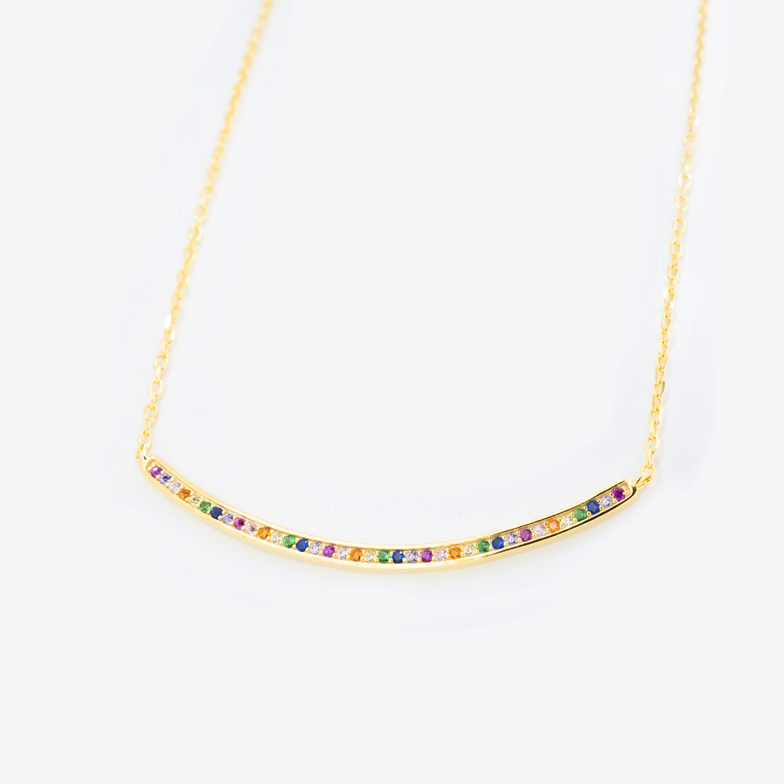 COLLANA con barra zirconi multicolor - oro