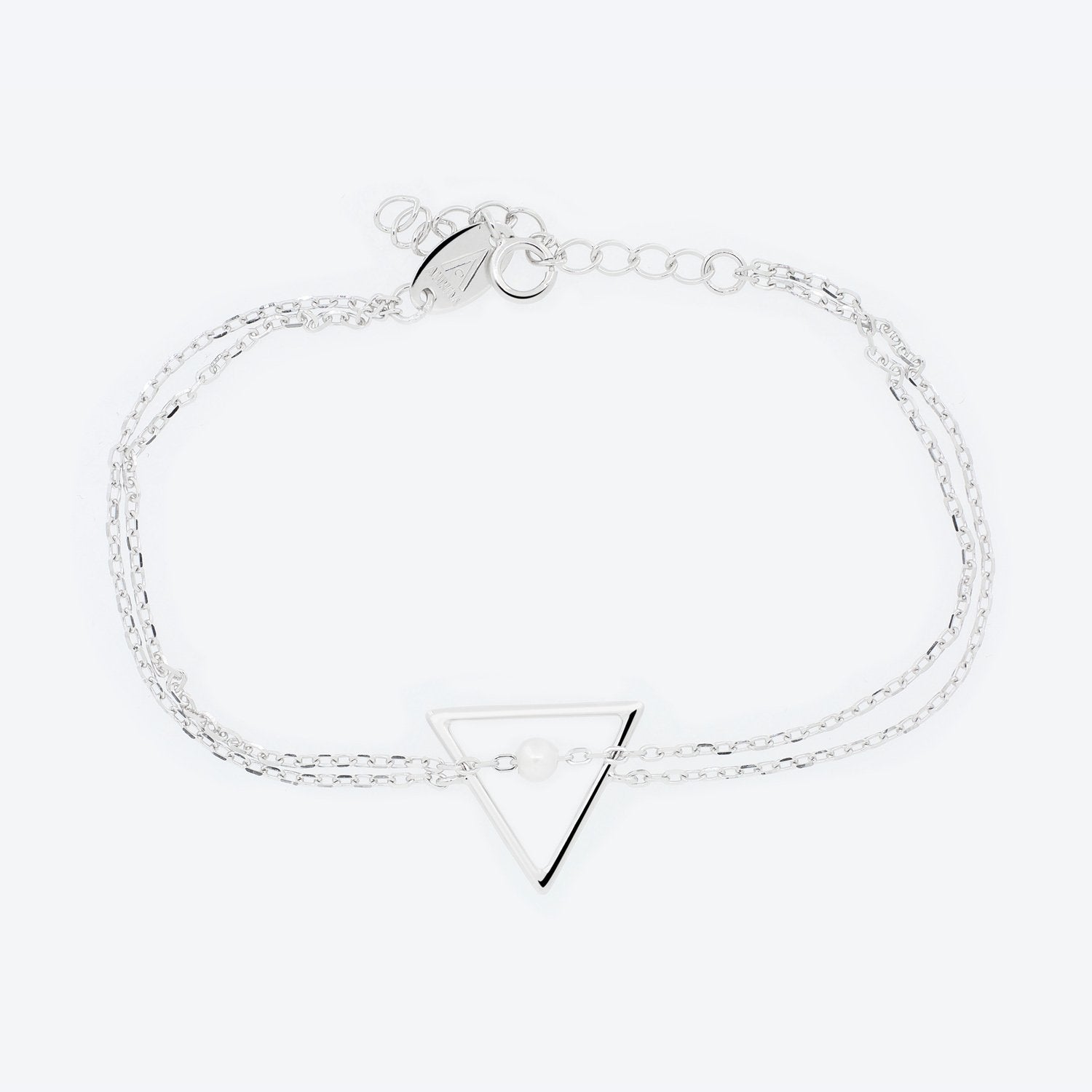 BRACCIALE doppio filo con triangolo e perla - argento