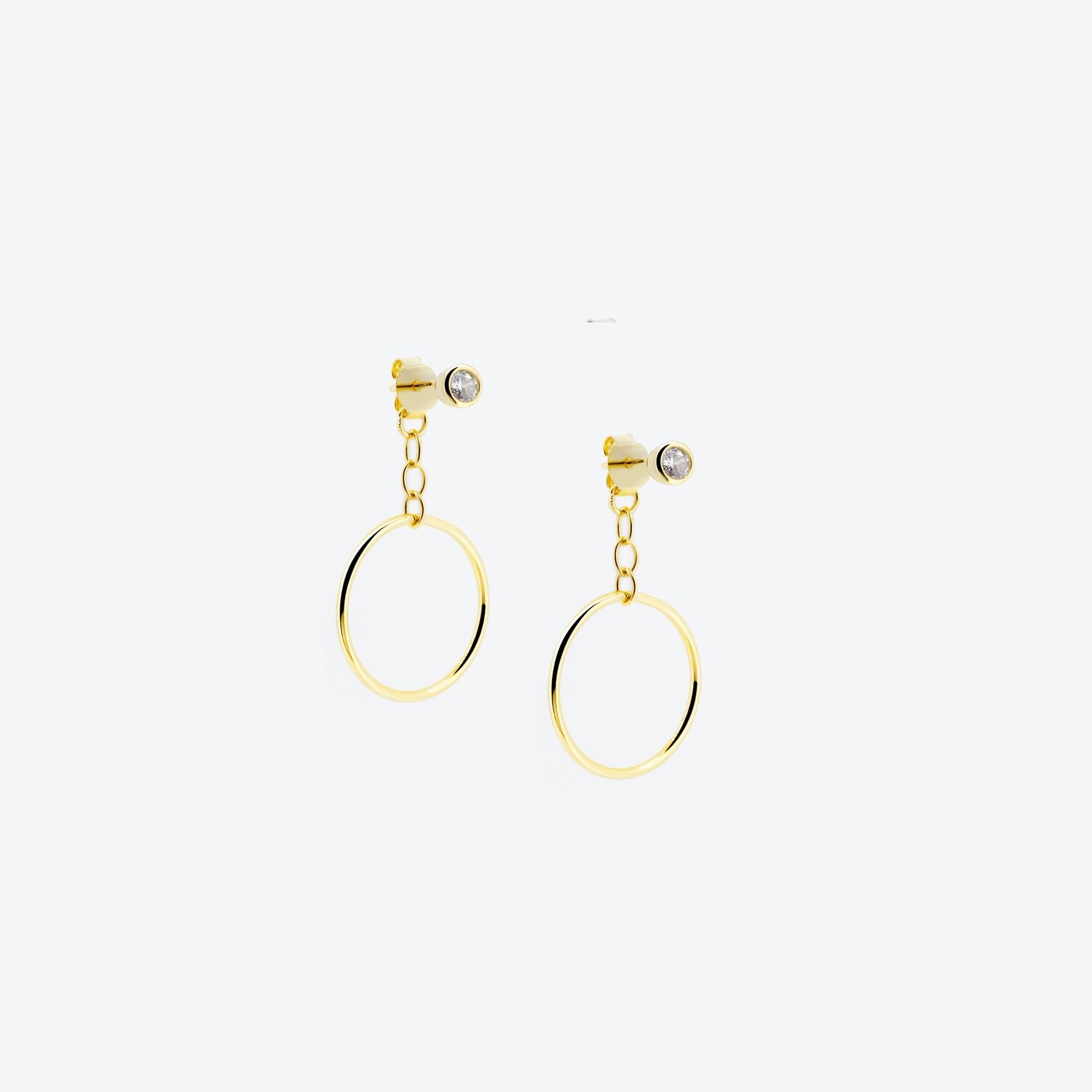 ORECCHINI zircone con pendente a cerchio - oro