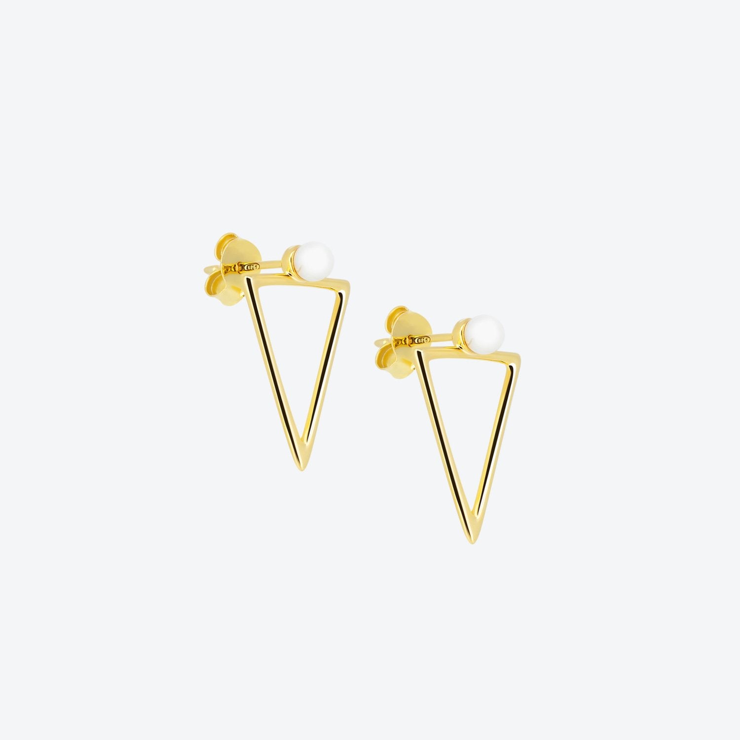 Uomo Orecchini Spina Vero Oro 585 Triangolare Diamante 0,01 CT Giallo 14 Carato Uomo Orecchini Spina Vero Oro 585 Triangolare Diamante 0,01 CT Giallo 14 Carato
