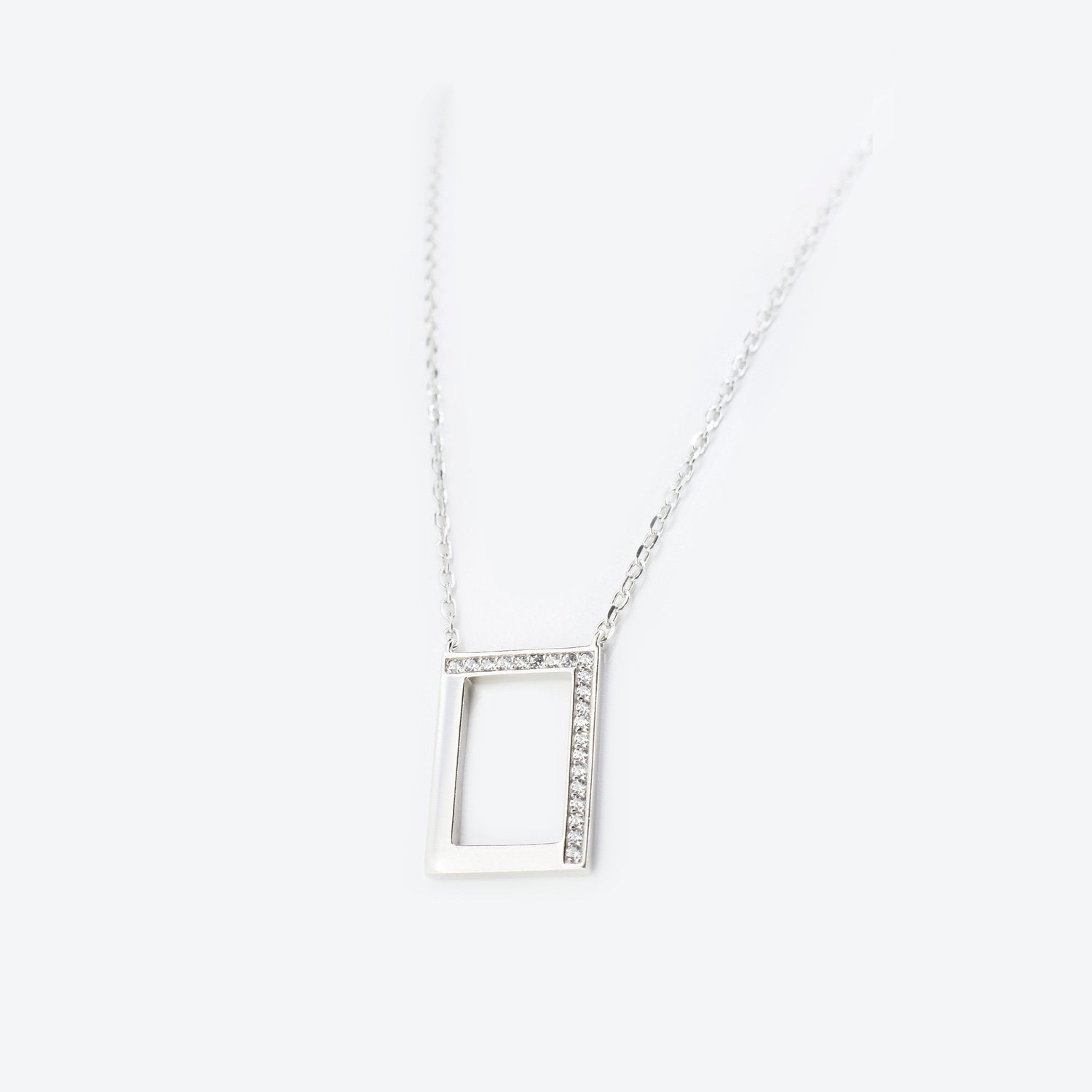COLLANA con pendente rettangolare - argento