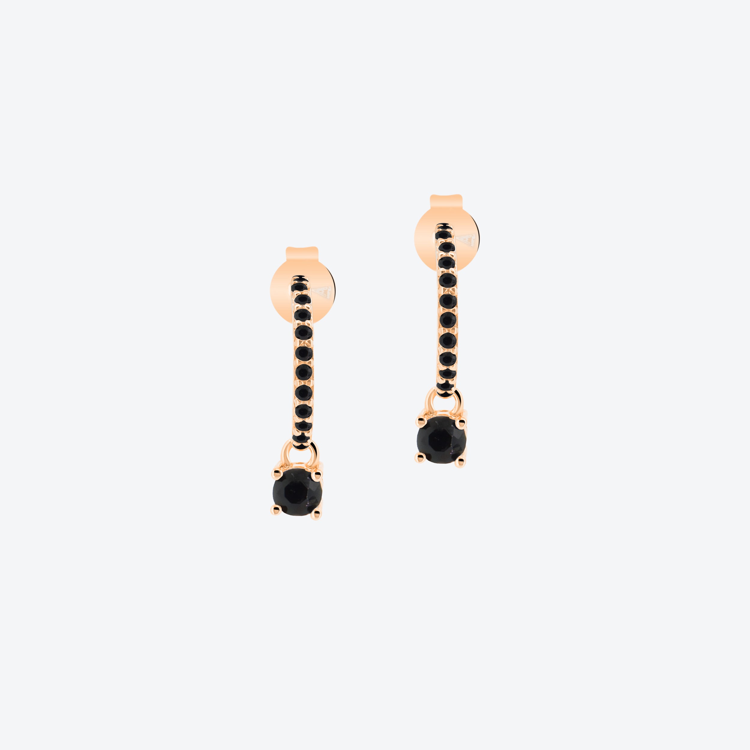 ORECCHINI creoli rosè con zircone nero