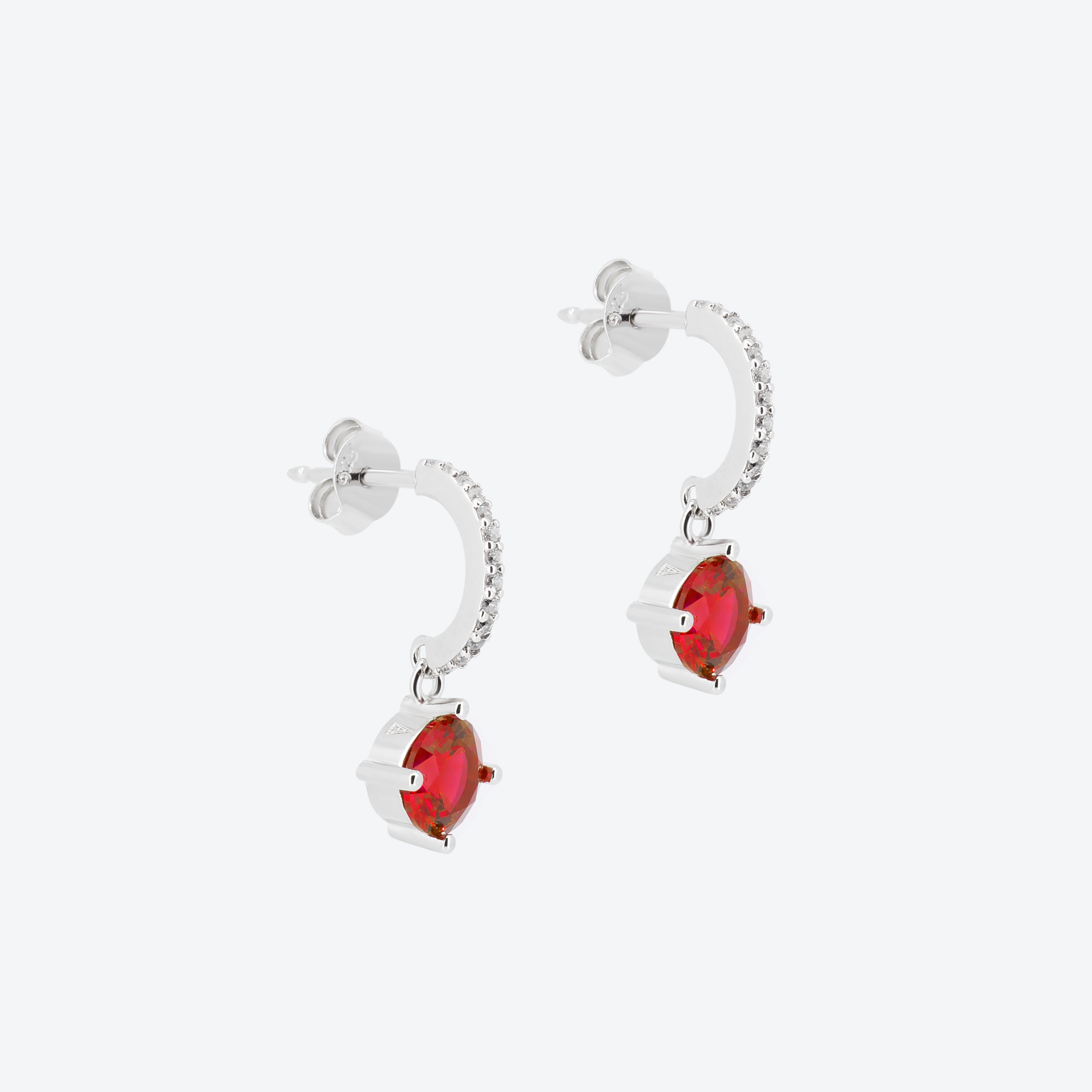 ORECCHINI creoli con zircone rosso