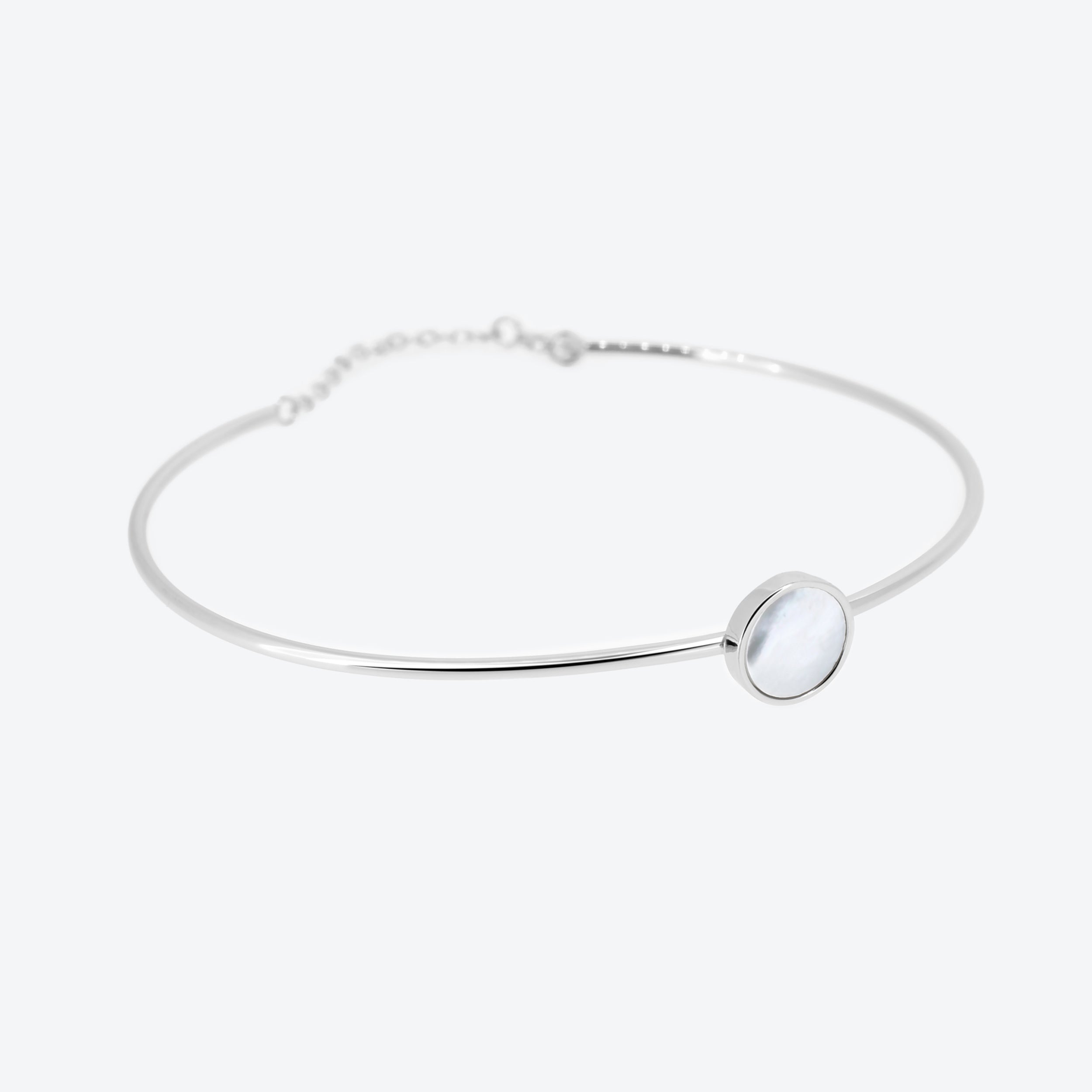 BRACCIALE rigido con inserto madreperla - argento