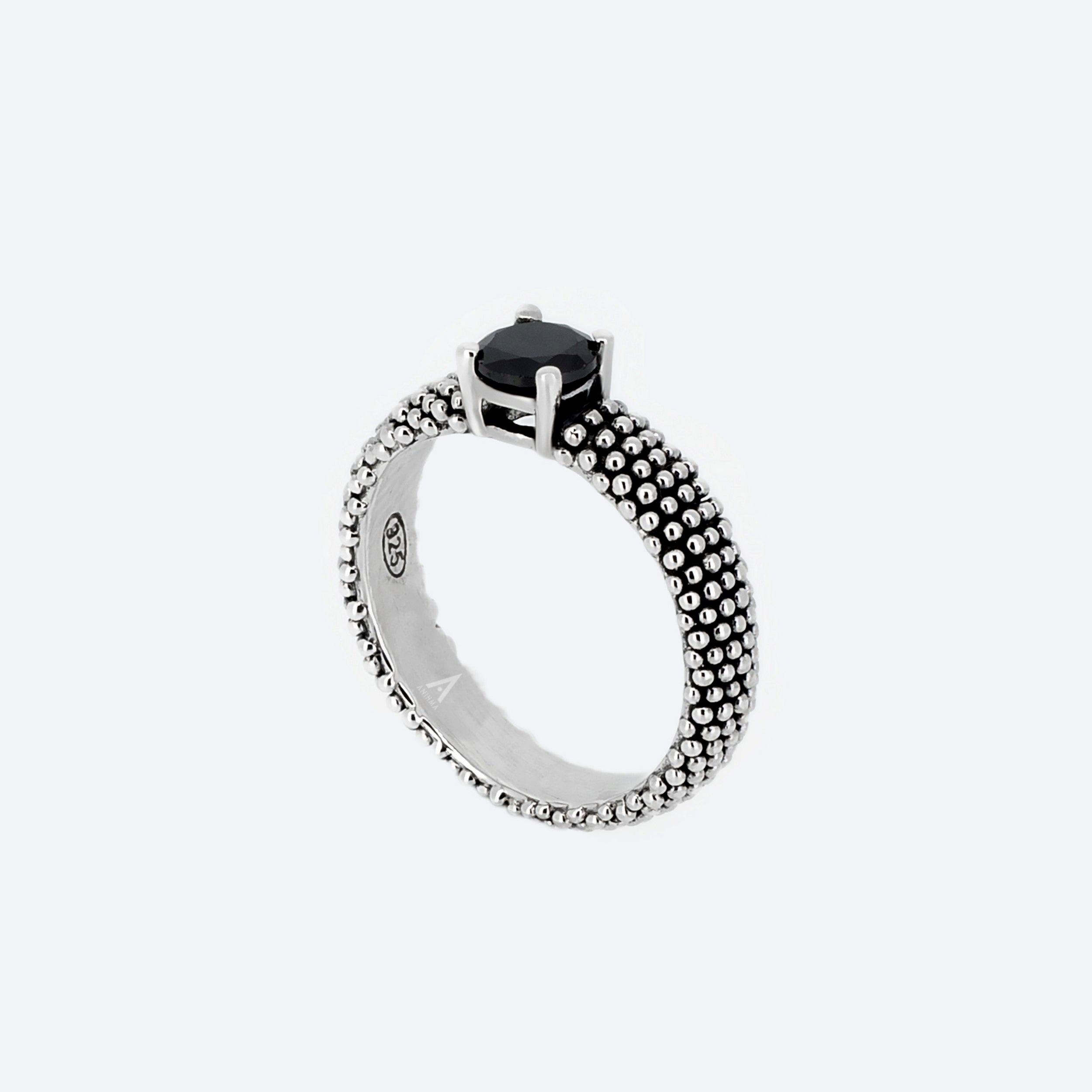 ANELLO puntinato con zircone - nero