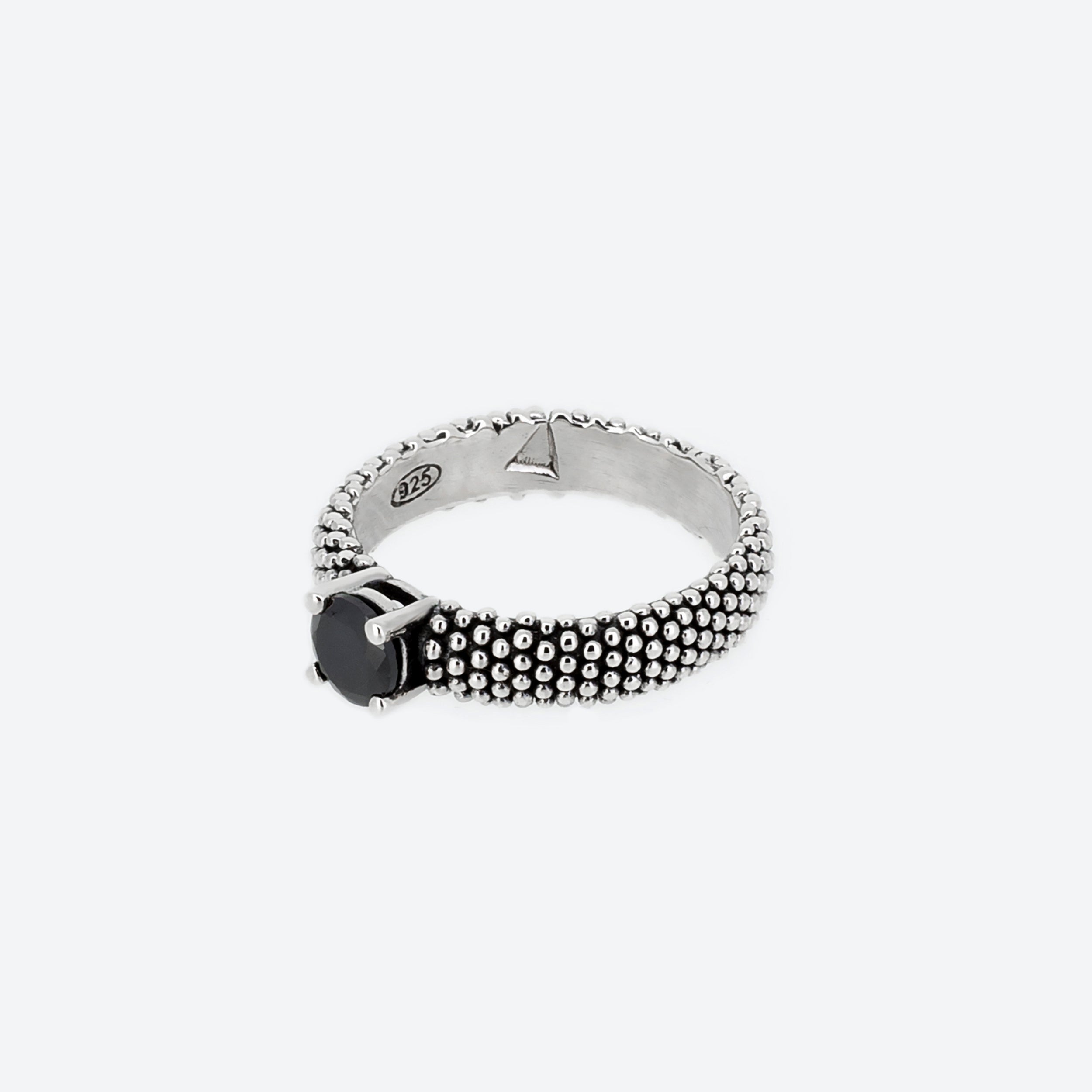 ANELLO puntinato con zircone - nero