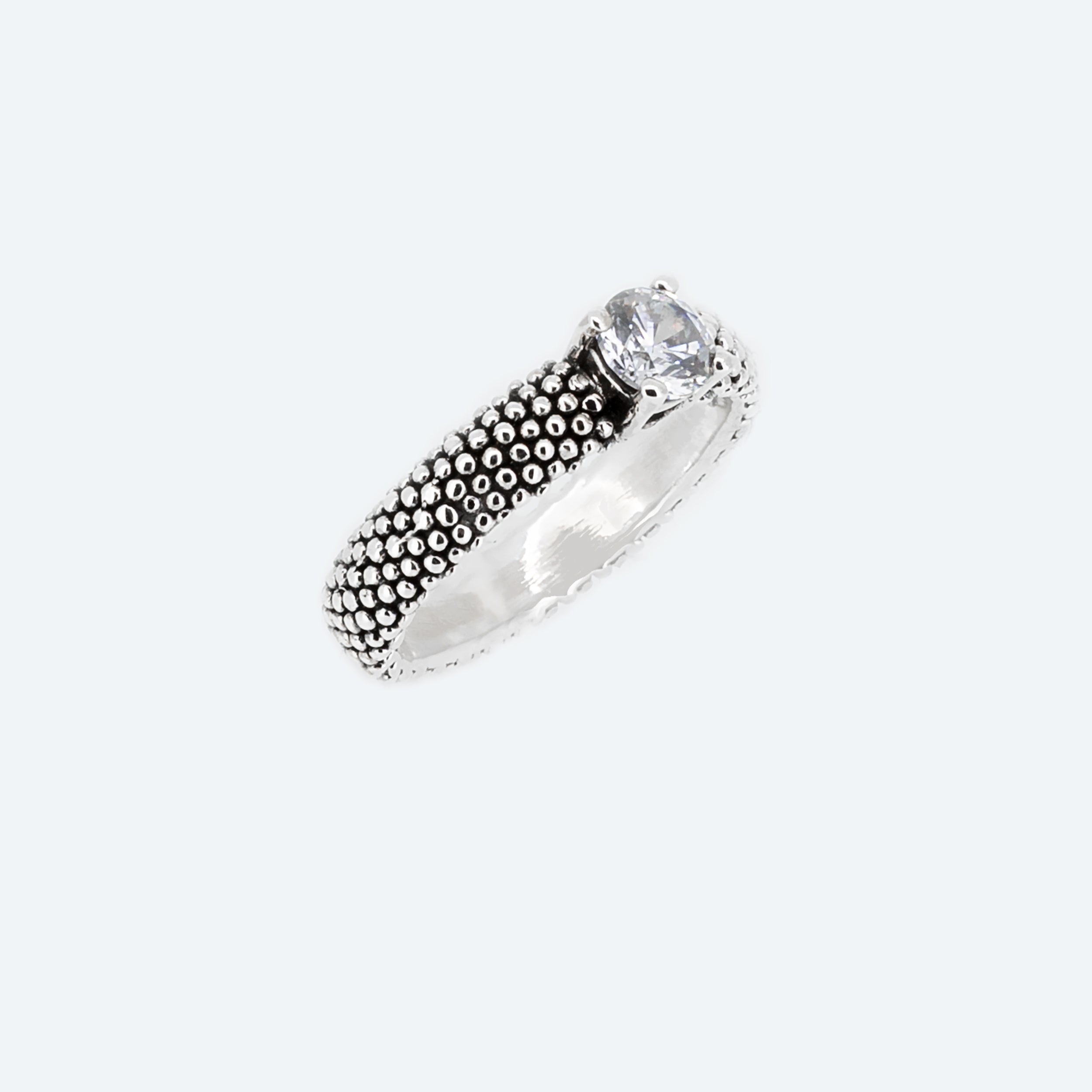 ANELLO puntinato con zircone - bianco