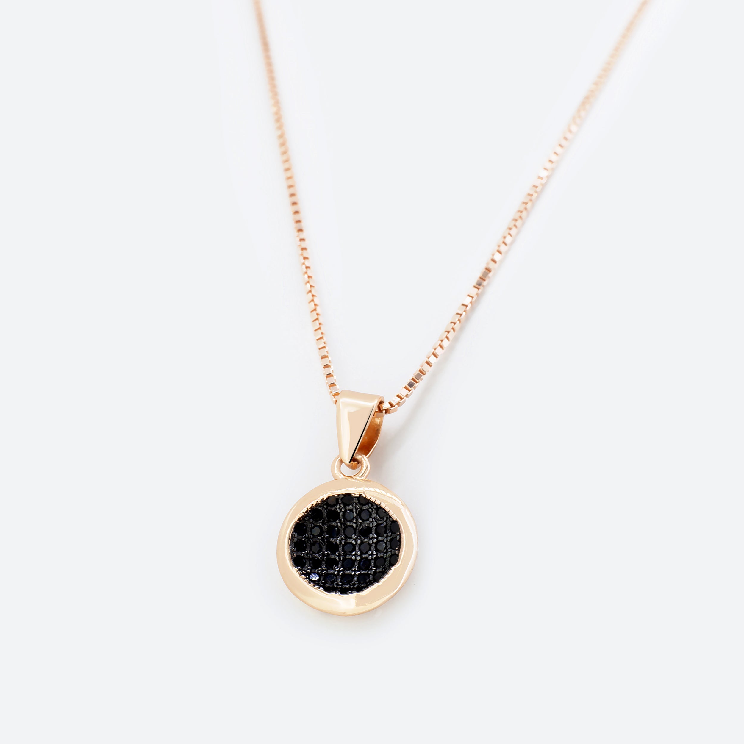 COLLANA con pendente cerchio pavè - rosé