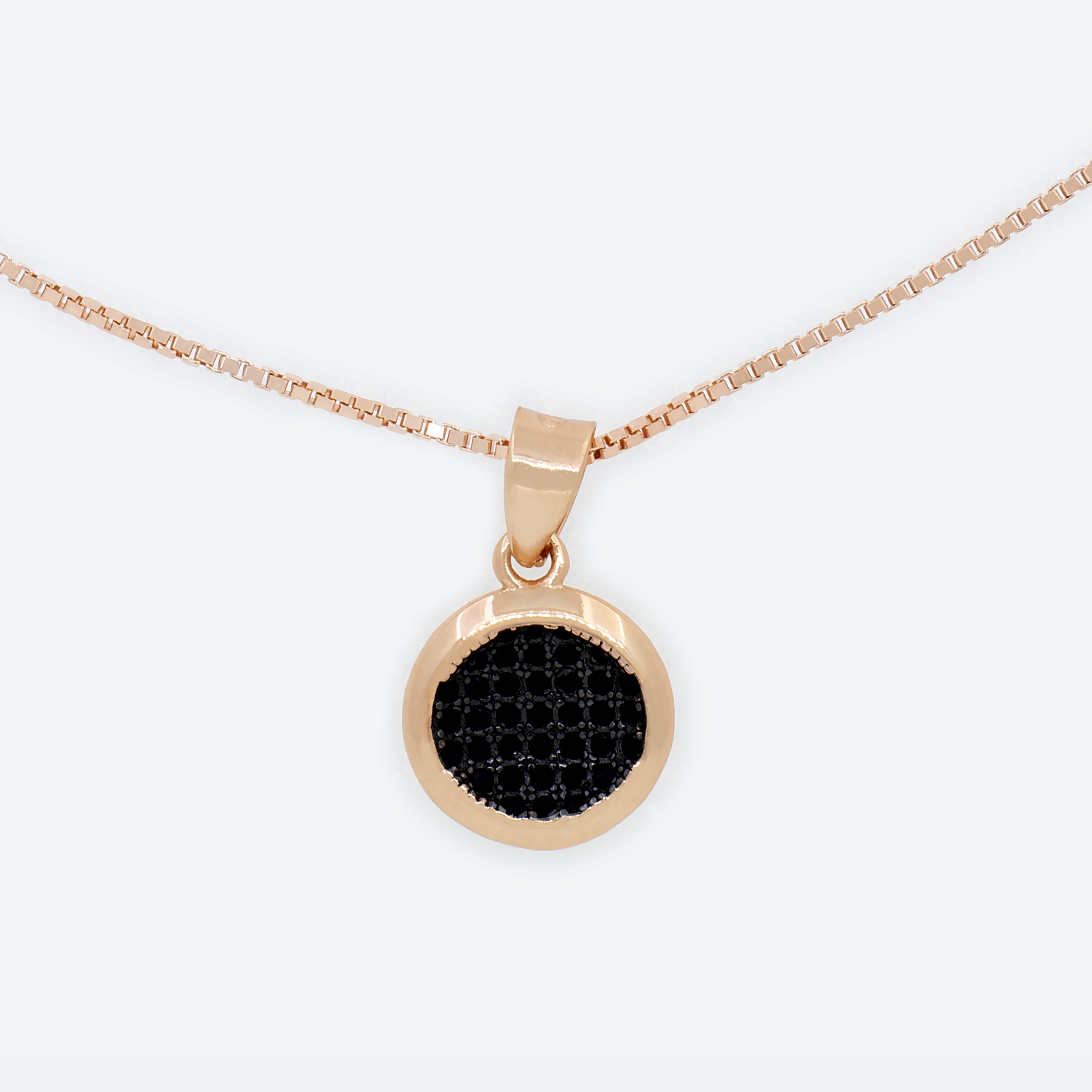 COLLANA con pendente cerchio pavè - rosé