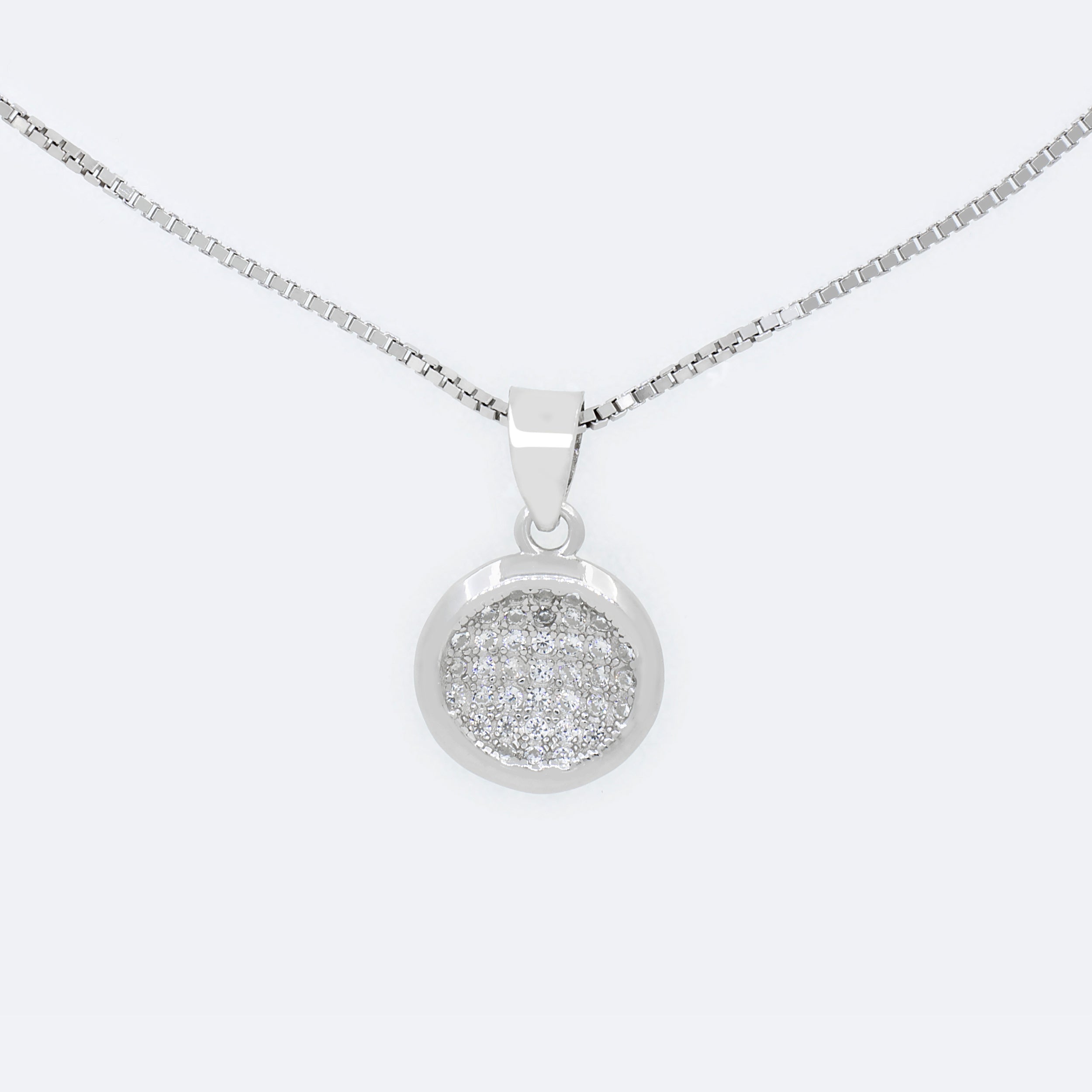 COLLANA con pendente cerchio pavé - bianco