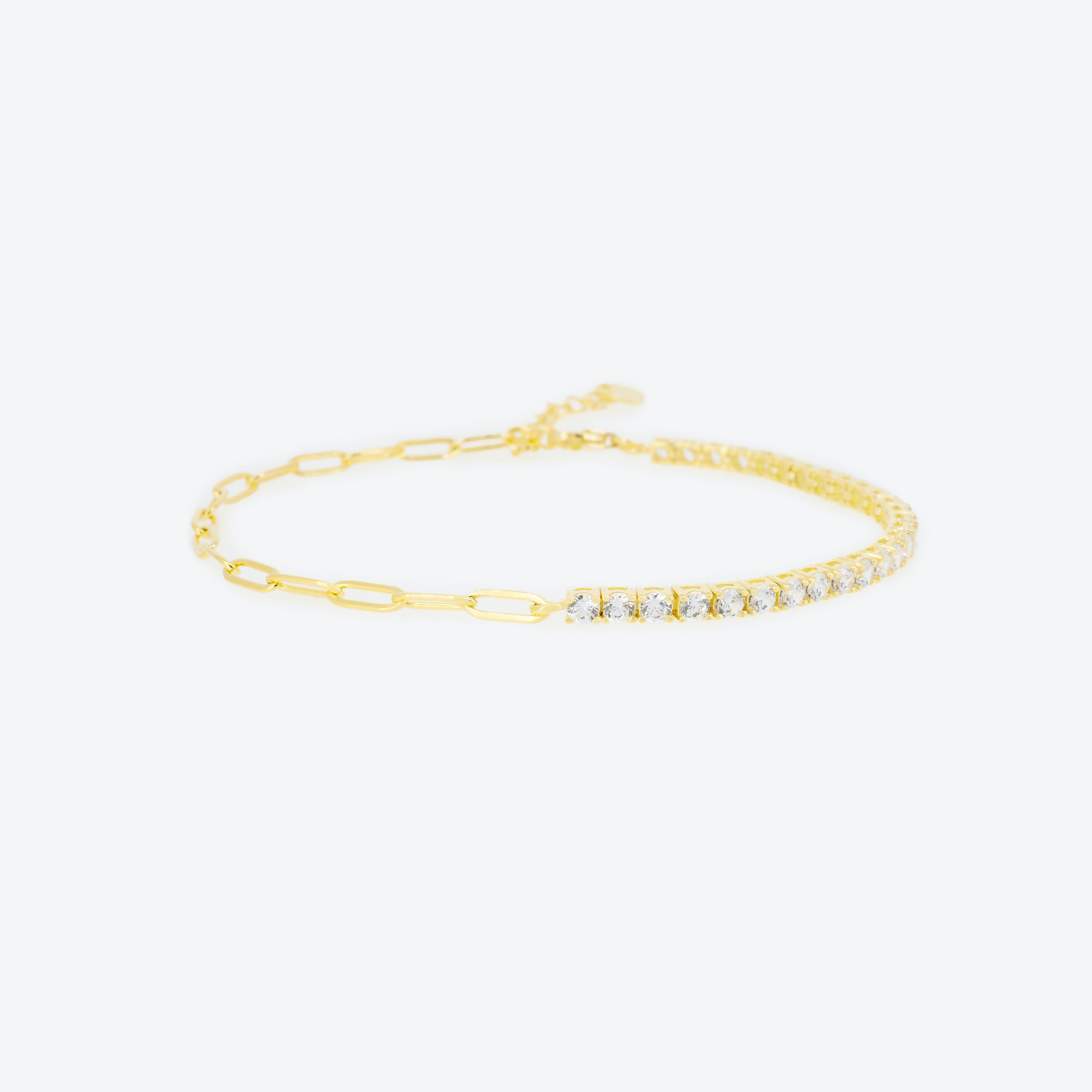 BRACCIALE Catena oro e Tennis zirconi bianchi