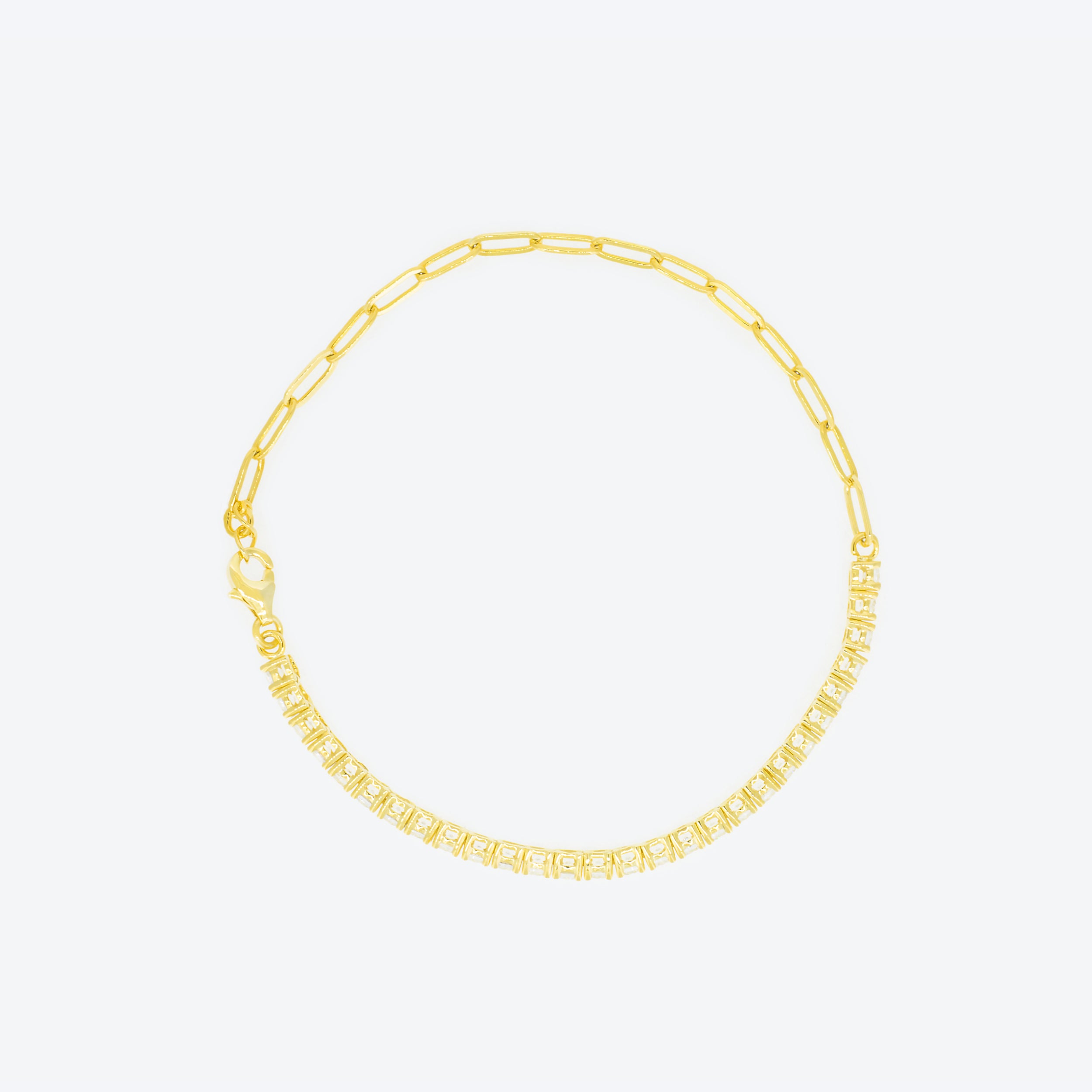 BRACCIALE Catena oro e Tennis zirconi bianchi