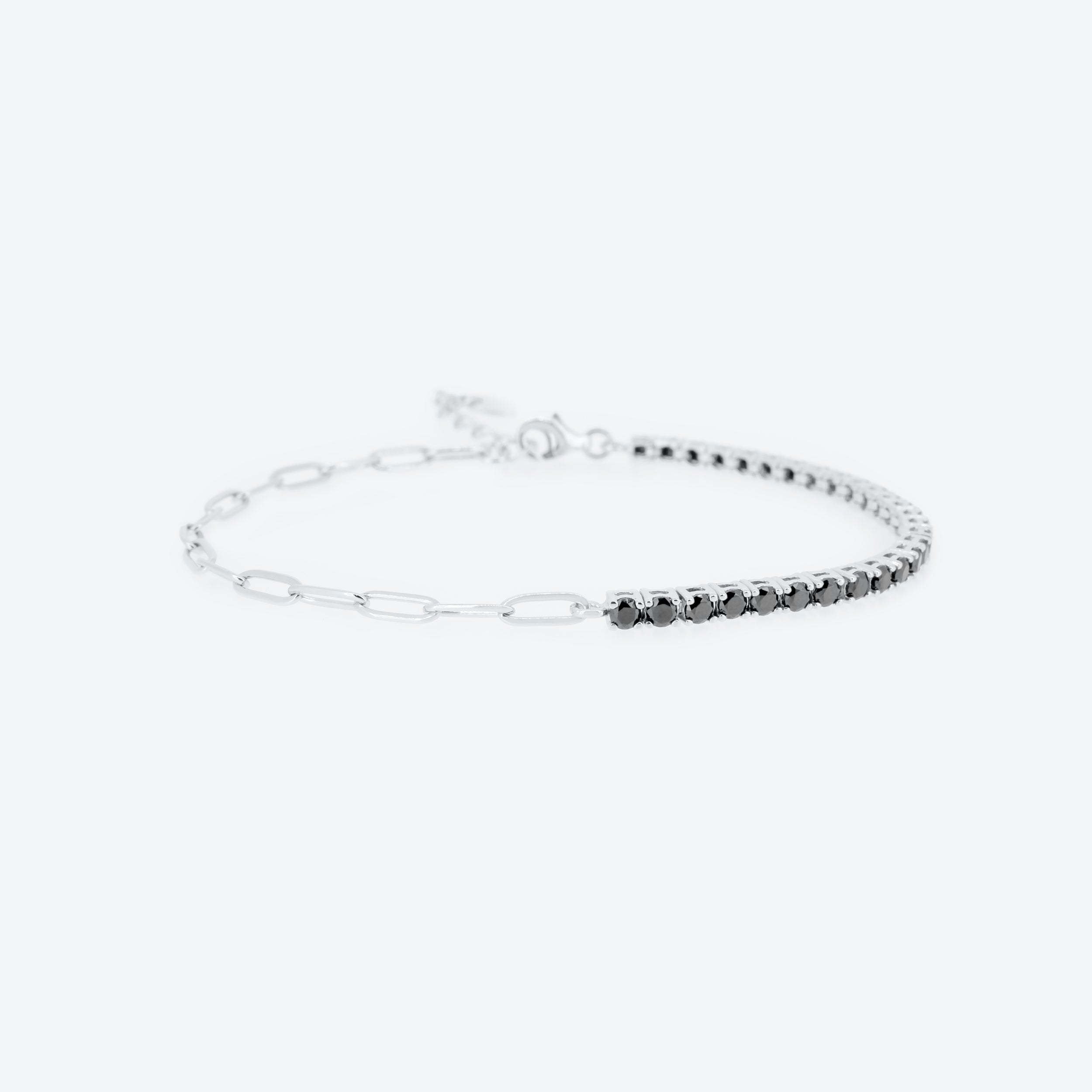 BRACCIALE Catena argento e Tennis zirconi neri