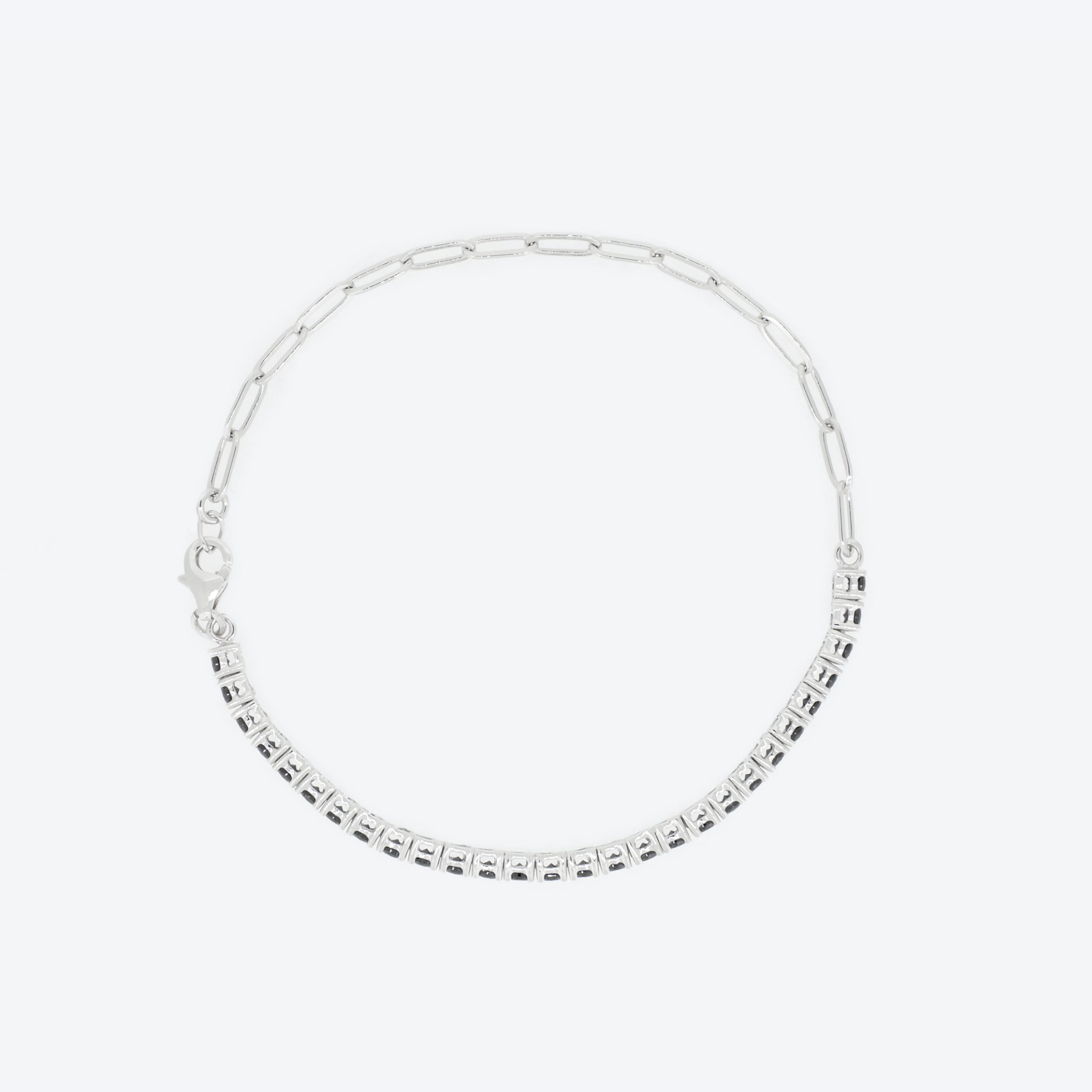 BRACCIALE Catena argento e Tennis zirconi neri
