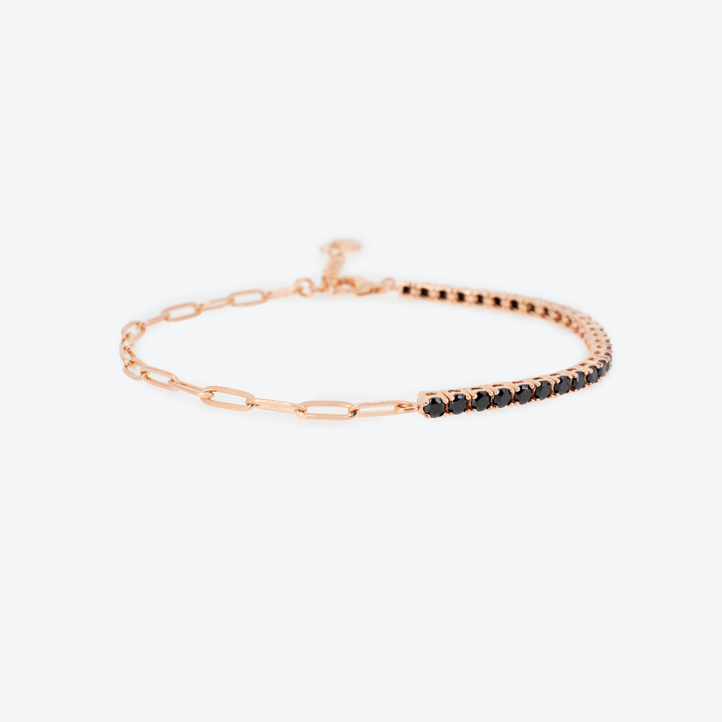BRACCIALE catena rosé e Tennis zirconi neri