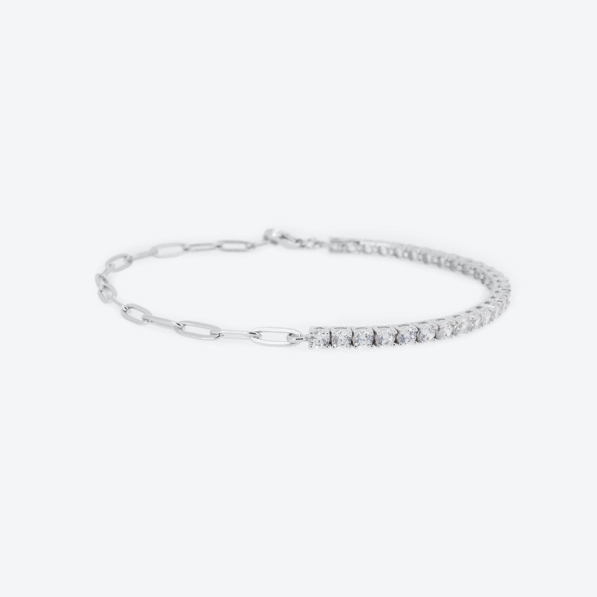 BRACCIALE Catena argento e Tennis zirconi bianchi