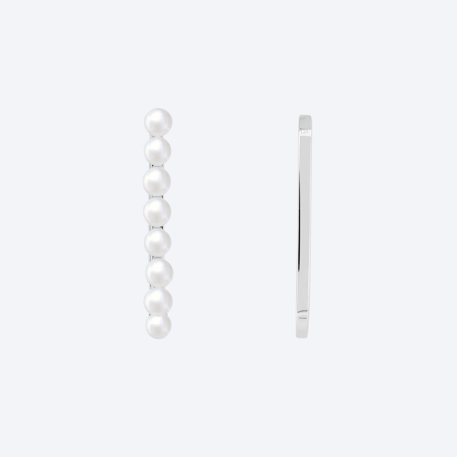 ORECCHINI ASIMMETRICI RETTANGOLARI CON PERLE – ARGENTO