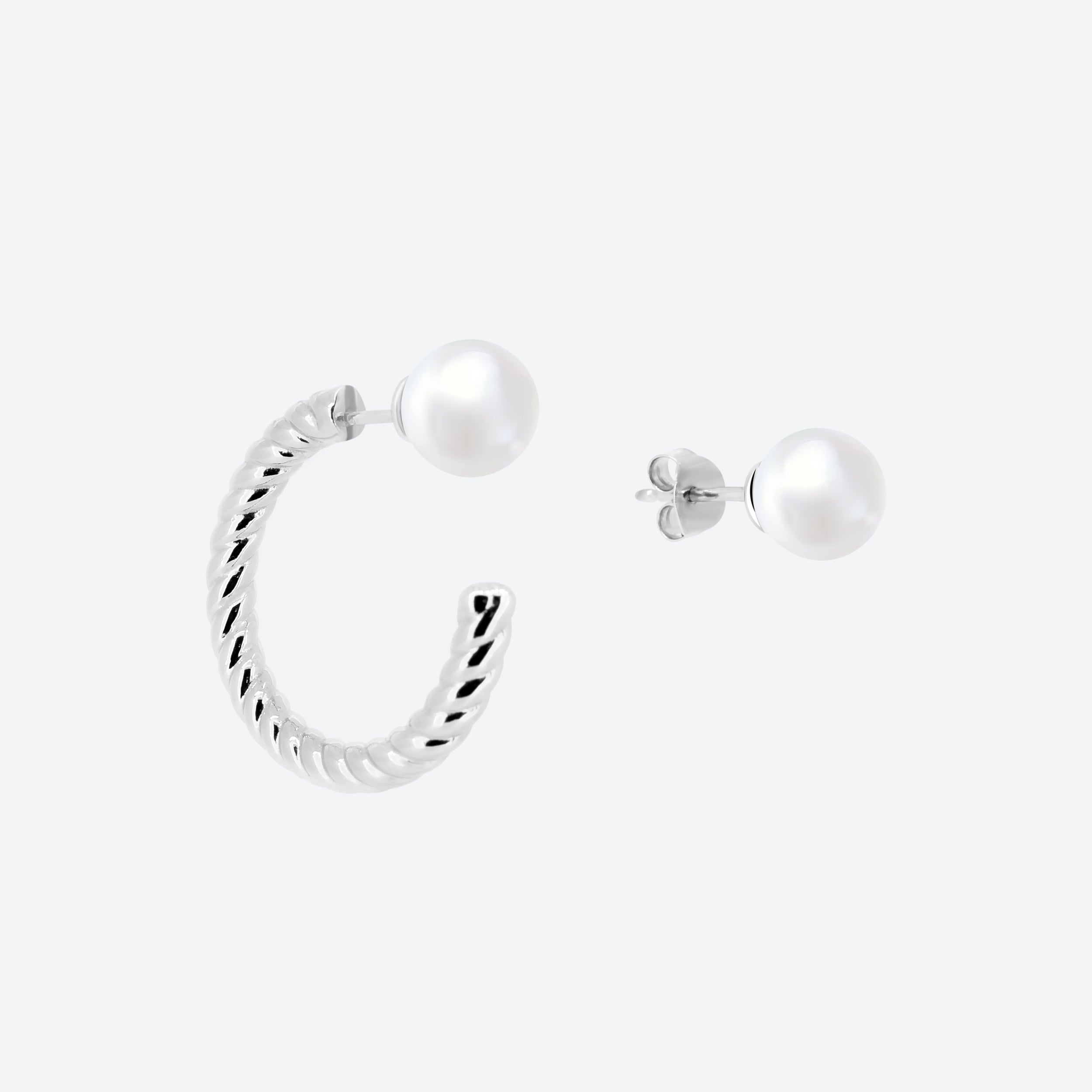 ORECCHINI ASIMMETRICI CON CREOLO INTRECCIATO – ARGENTO