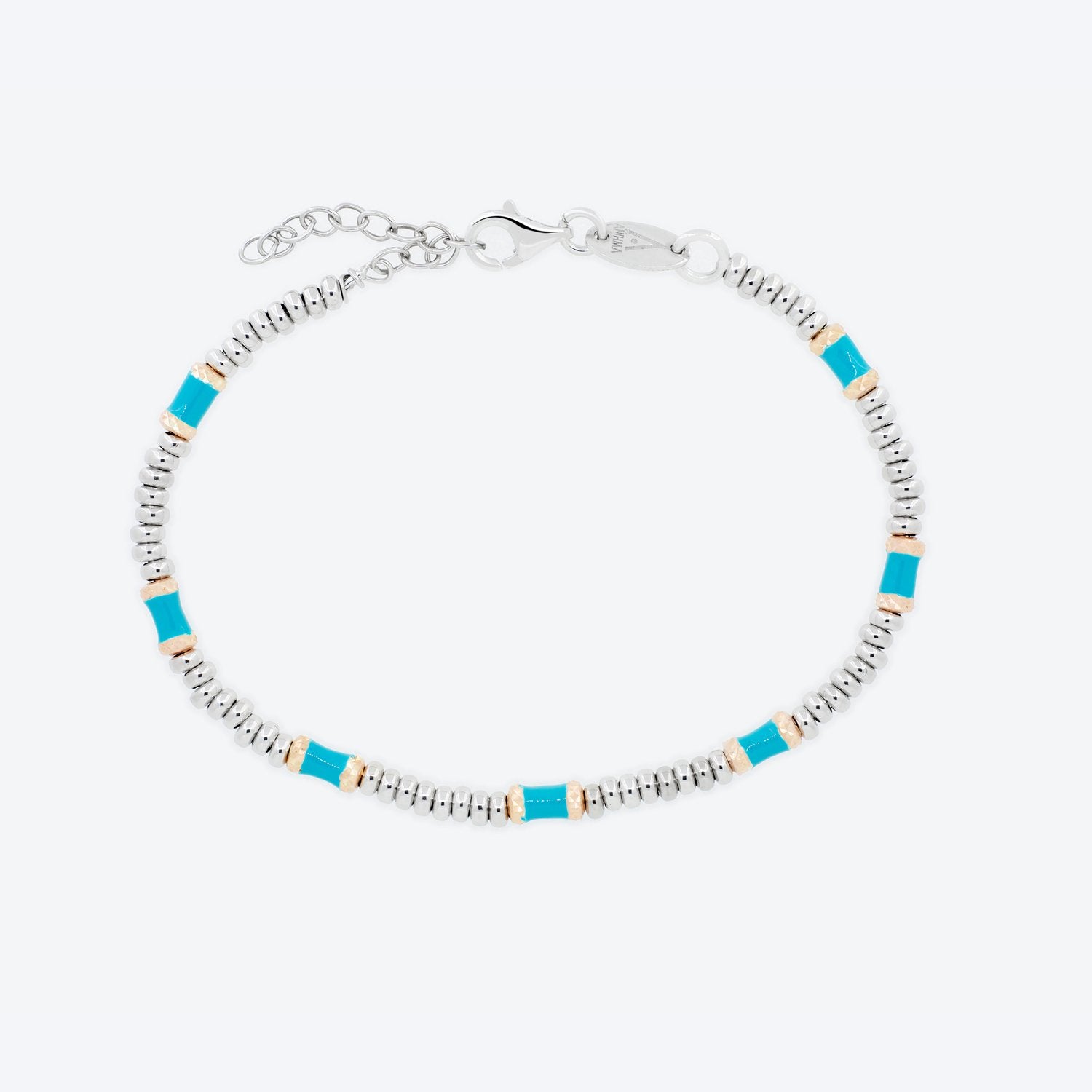 Bracciale con elementi rosé smaltati turchesi