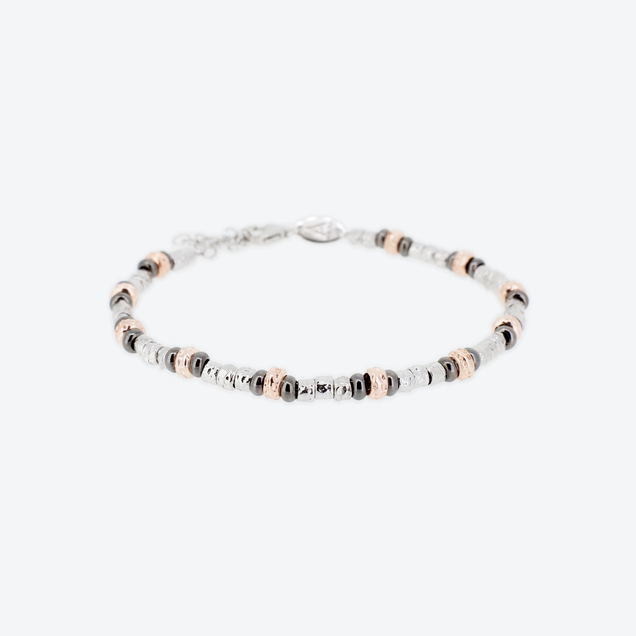 BRACCIALE con pepite argento, rutenio e rosé