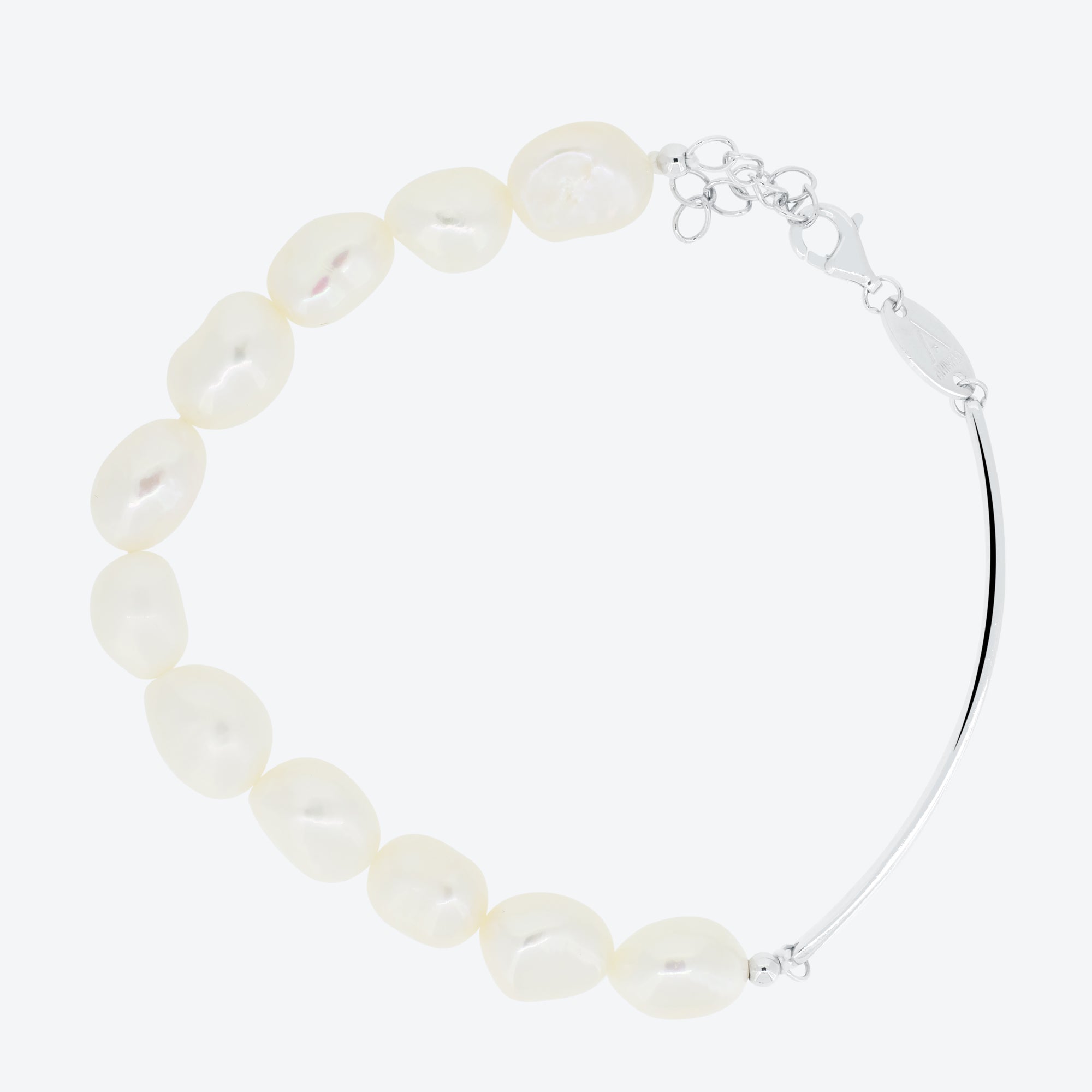 BRACCIALE perle barocche e piastra - argento