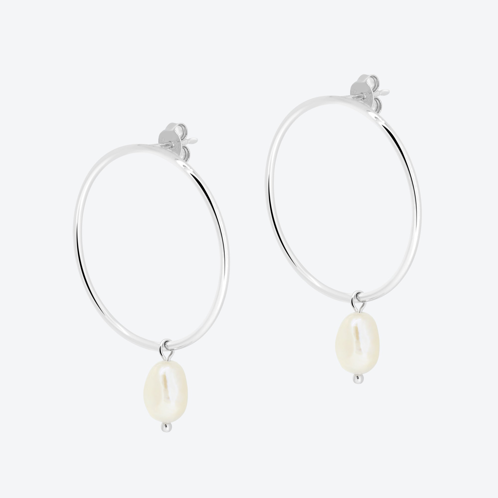 ORECCHINI cerchio con perla barocca pendente - argento