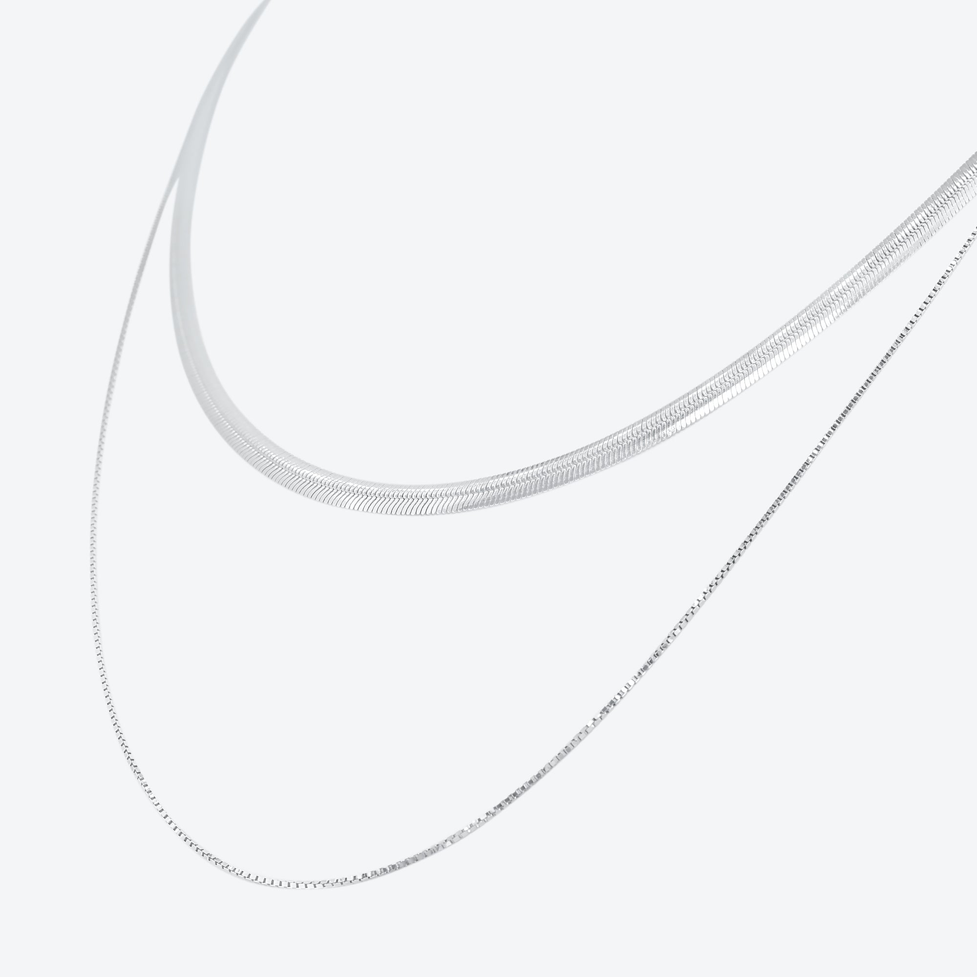 COLLANA doppio filo snake e veneziana - argento
