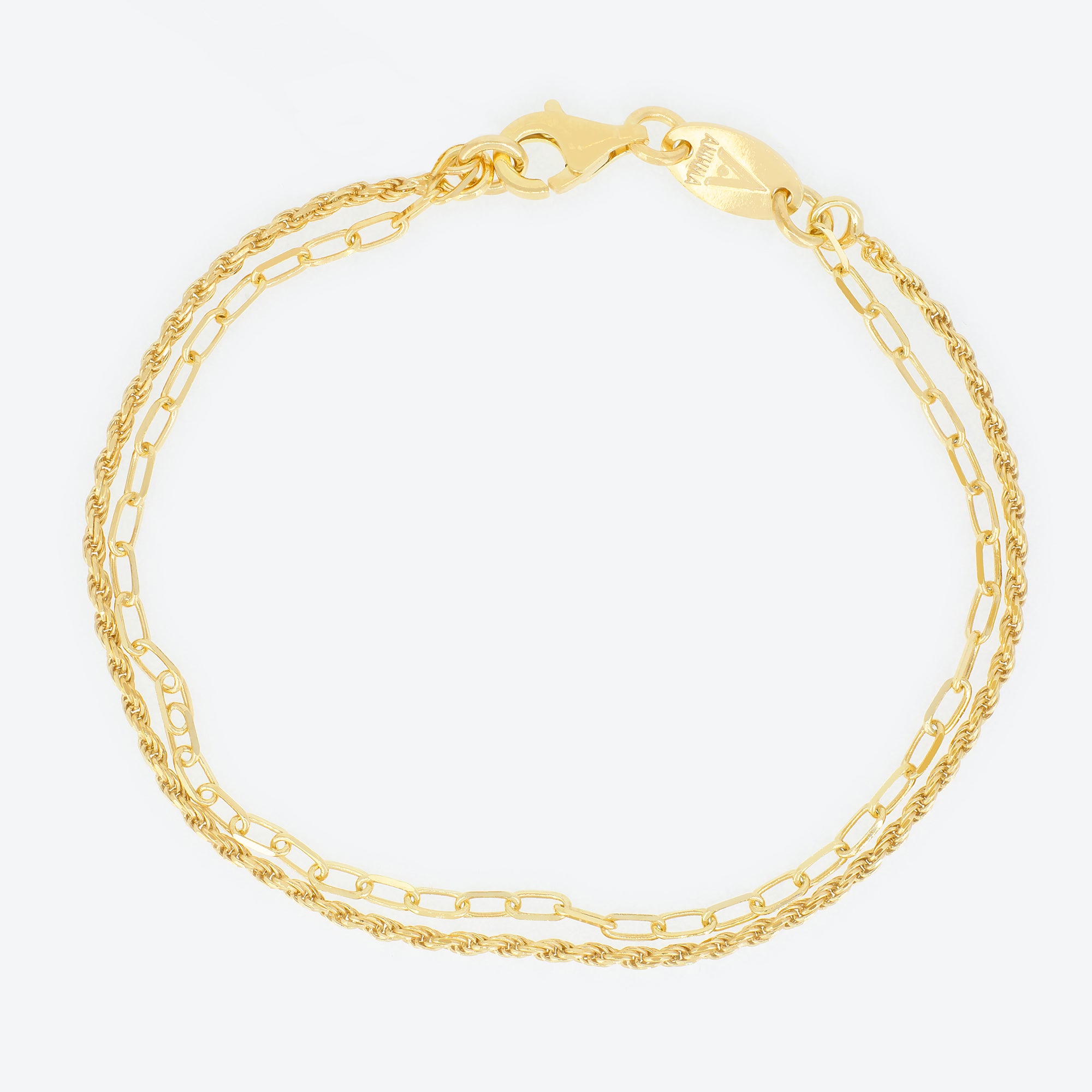 BRACCIALE doppio filo corda e catena - oro