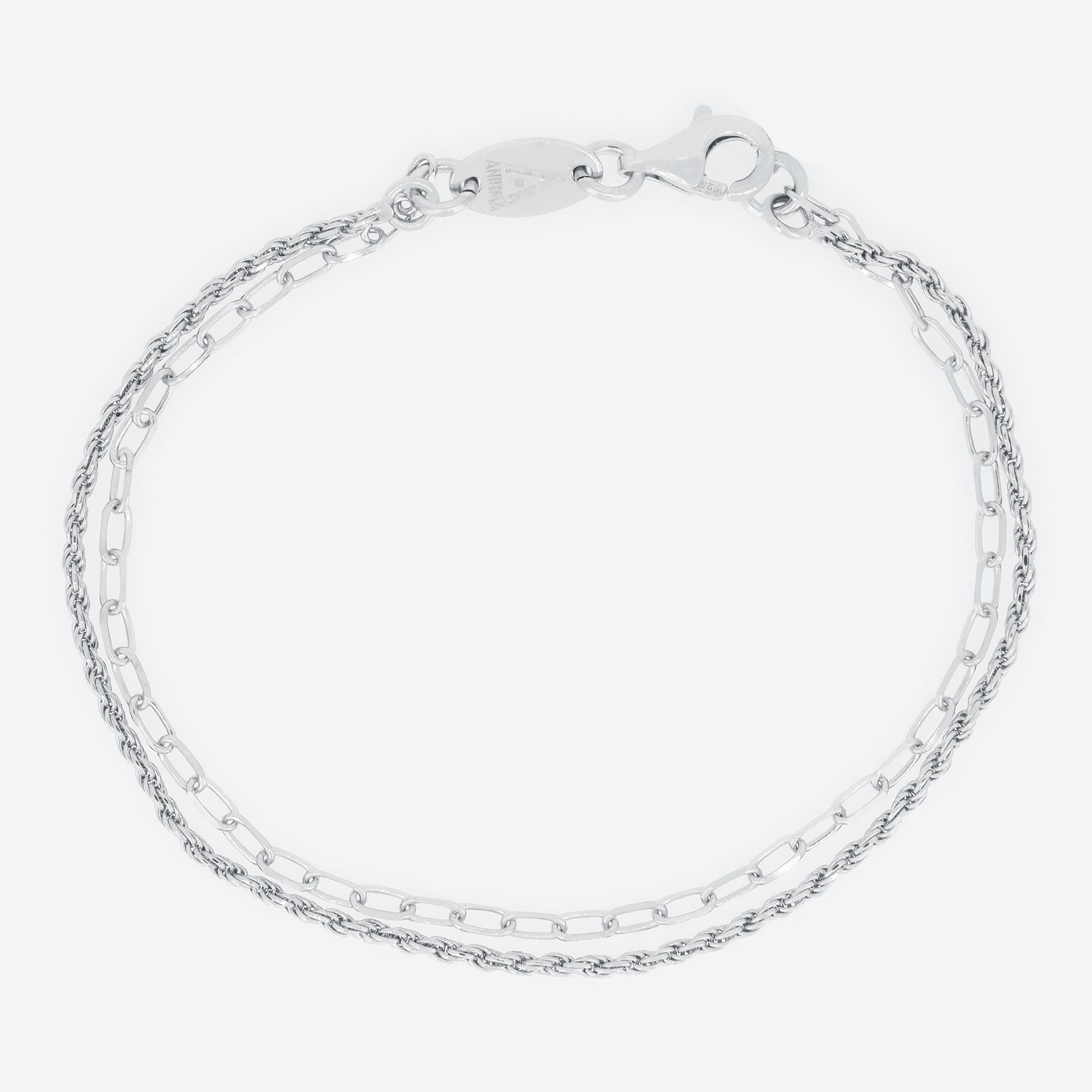 BRACCIALE doppio filo corda e catena - argento