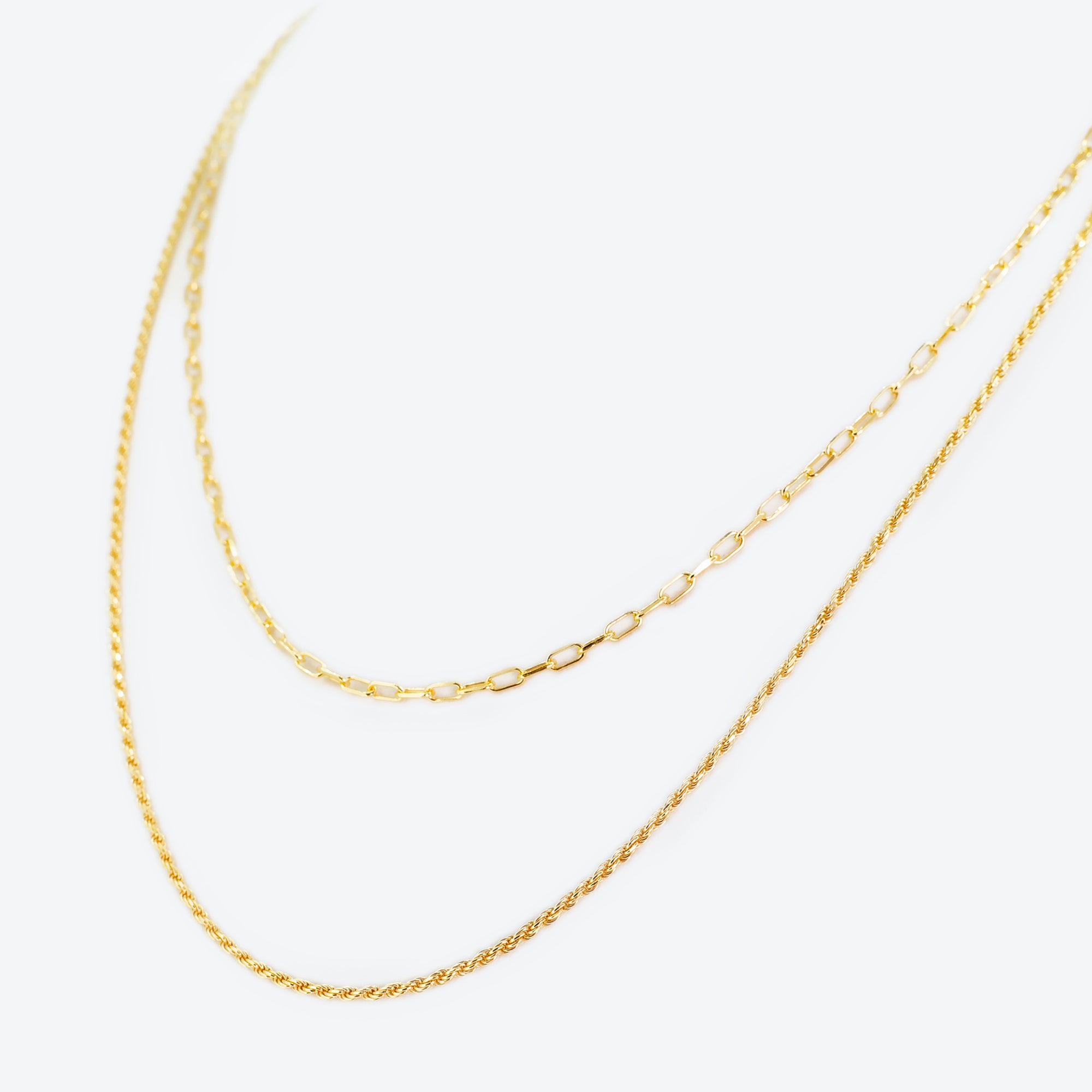 COLLANA doppio filo corda e catena - oro