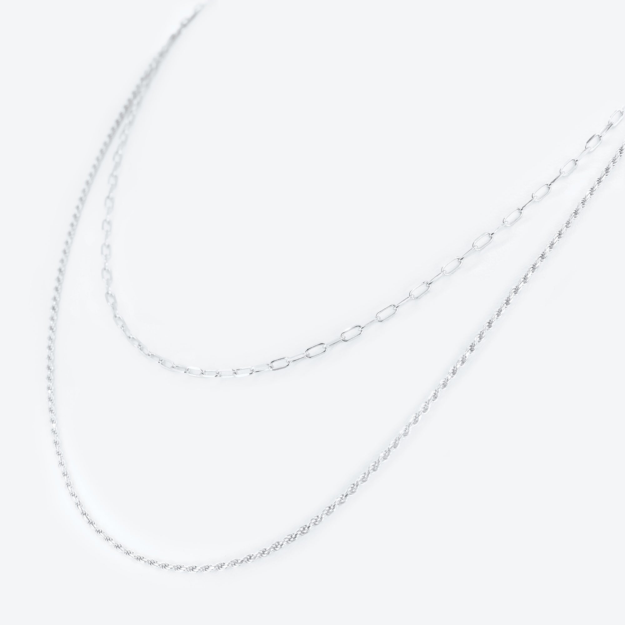 COLLANA doppio filo corda e catena - argento