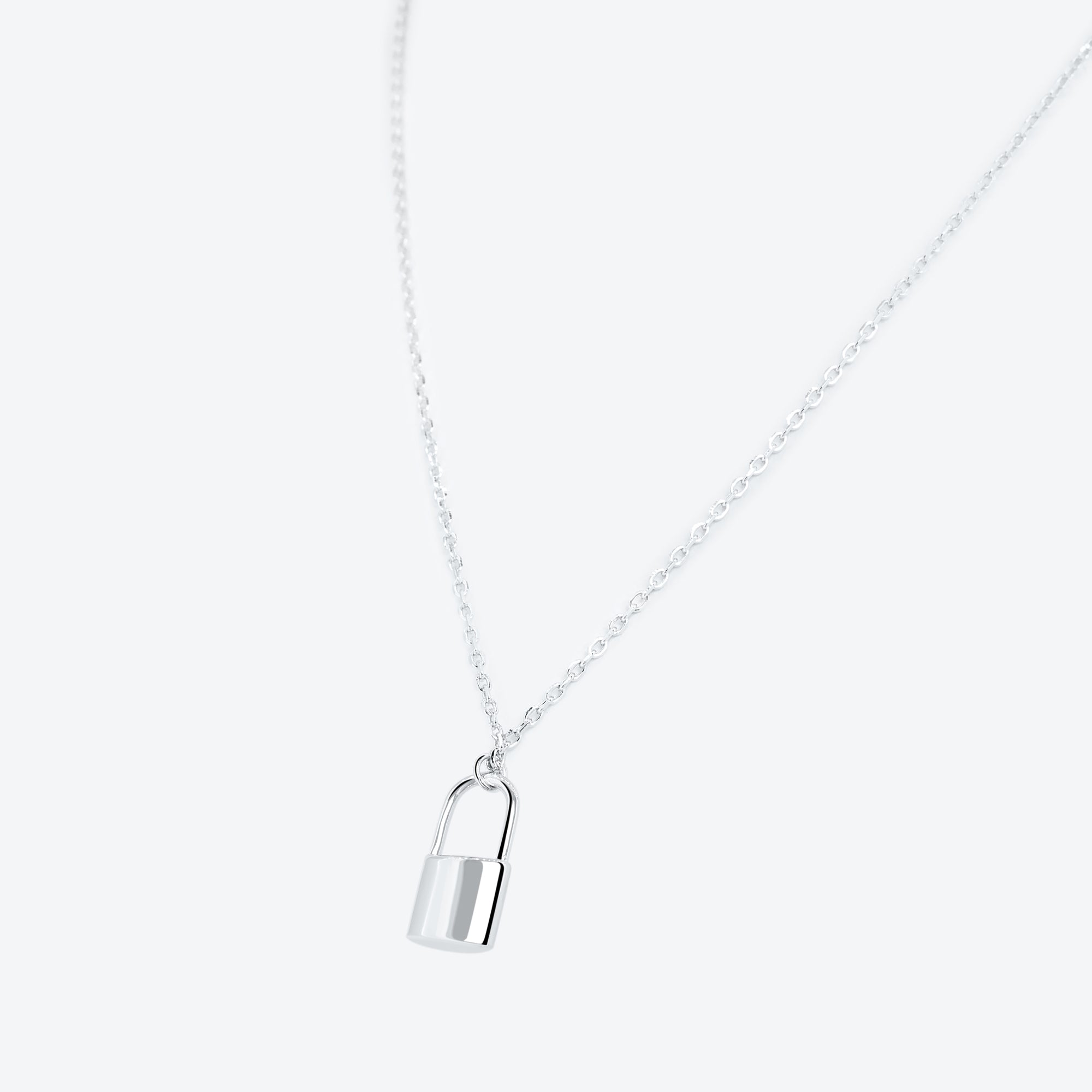 COLLANA catena con pendente lucchetto - argento