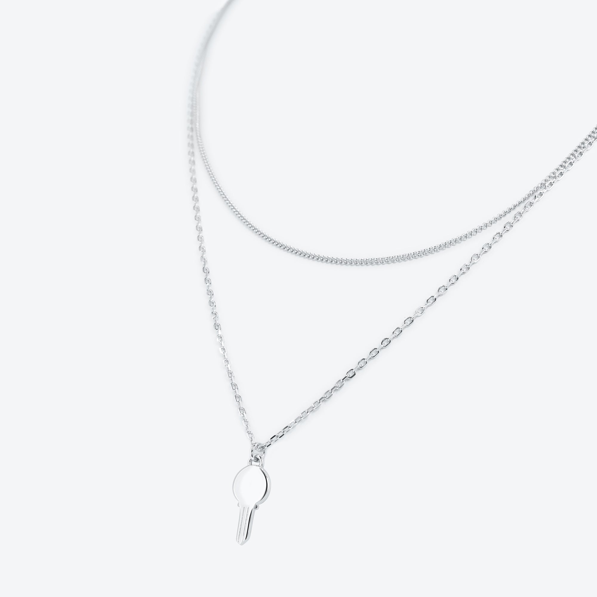COLLANA doppio filo con pendente chiave - argento
