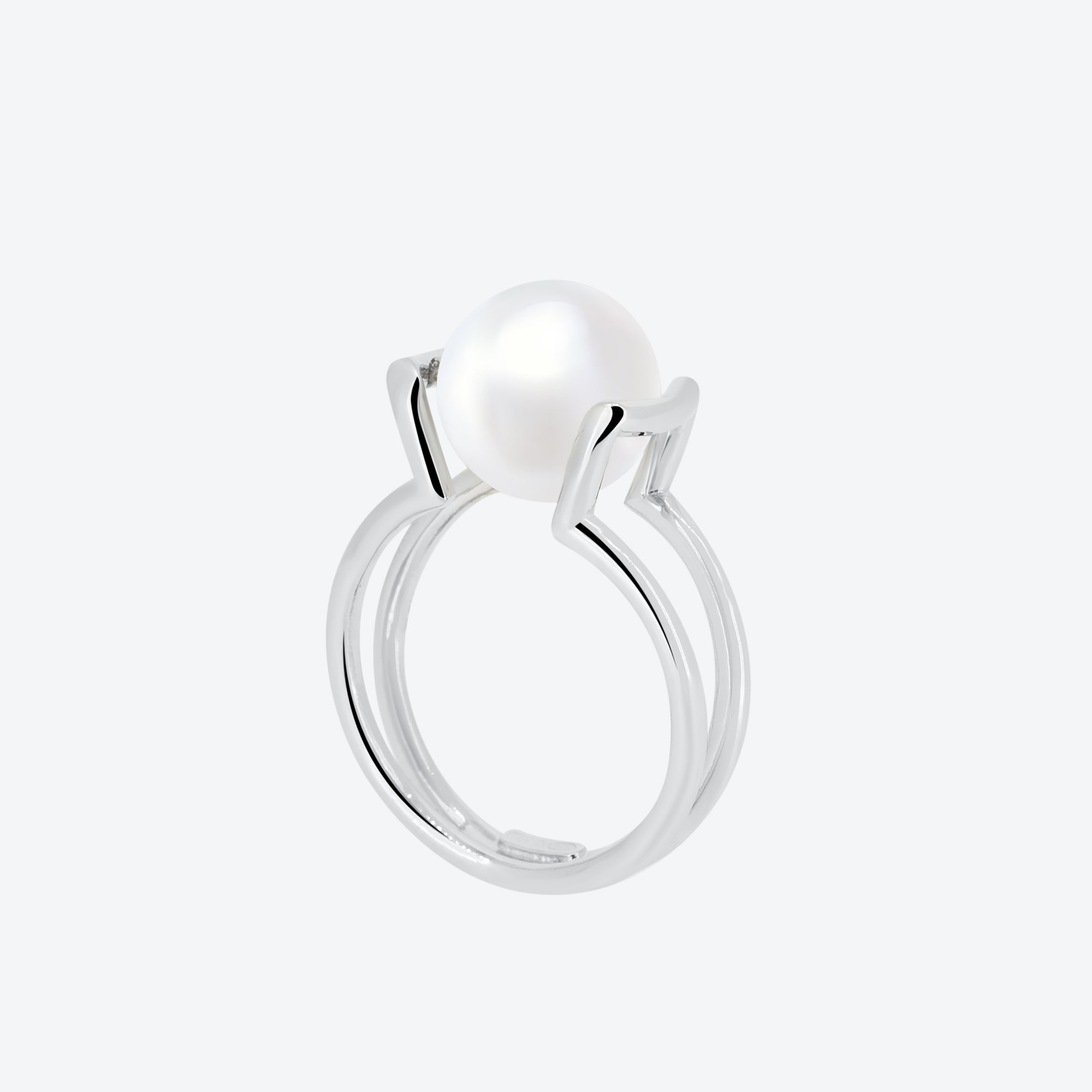 Anello doppia fedina e perla - argento