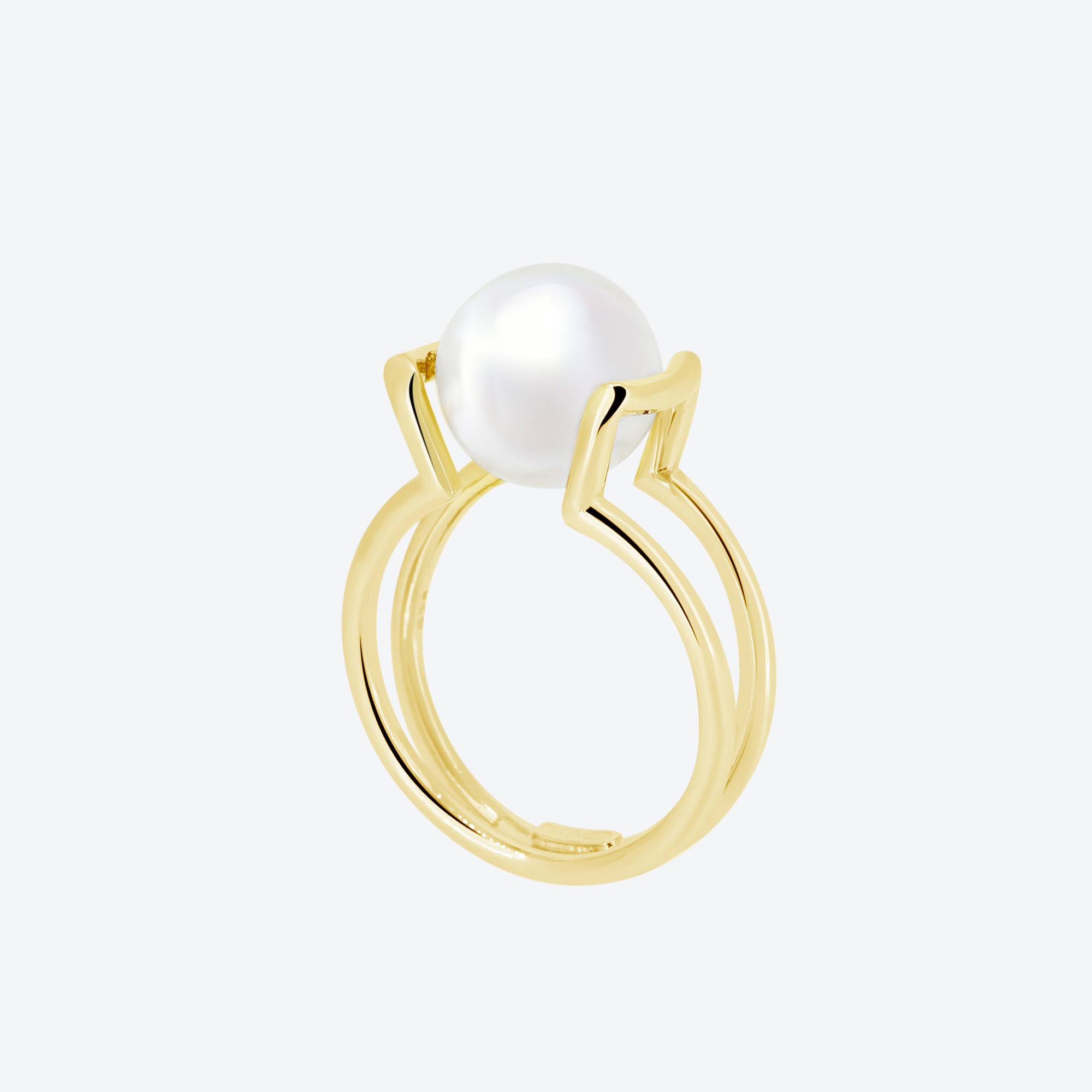 Anello doppia fedina e perla - oro