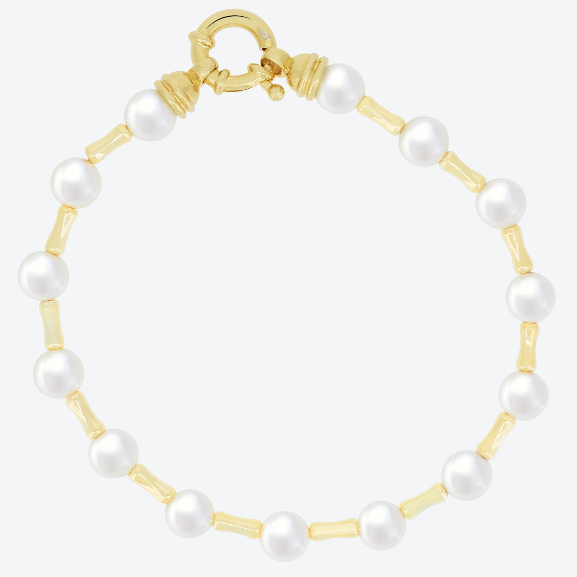 Bracciale maglie in argento e perle - oro