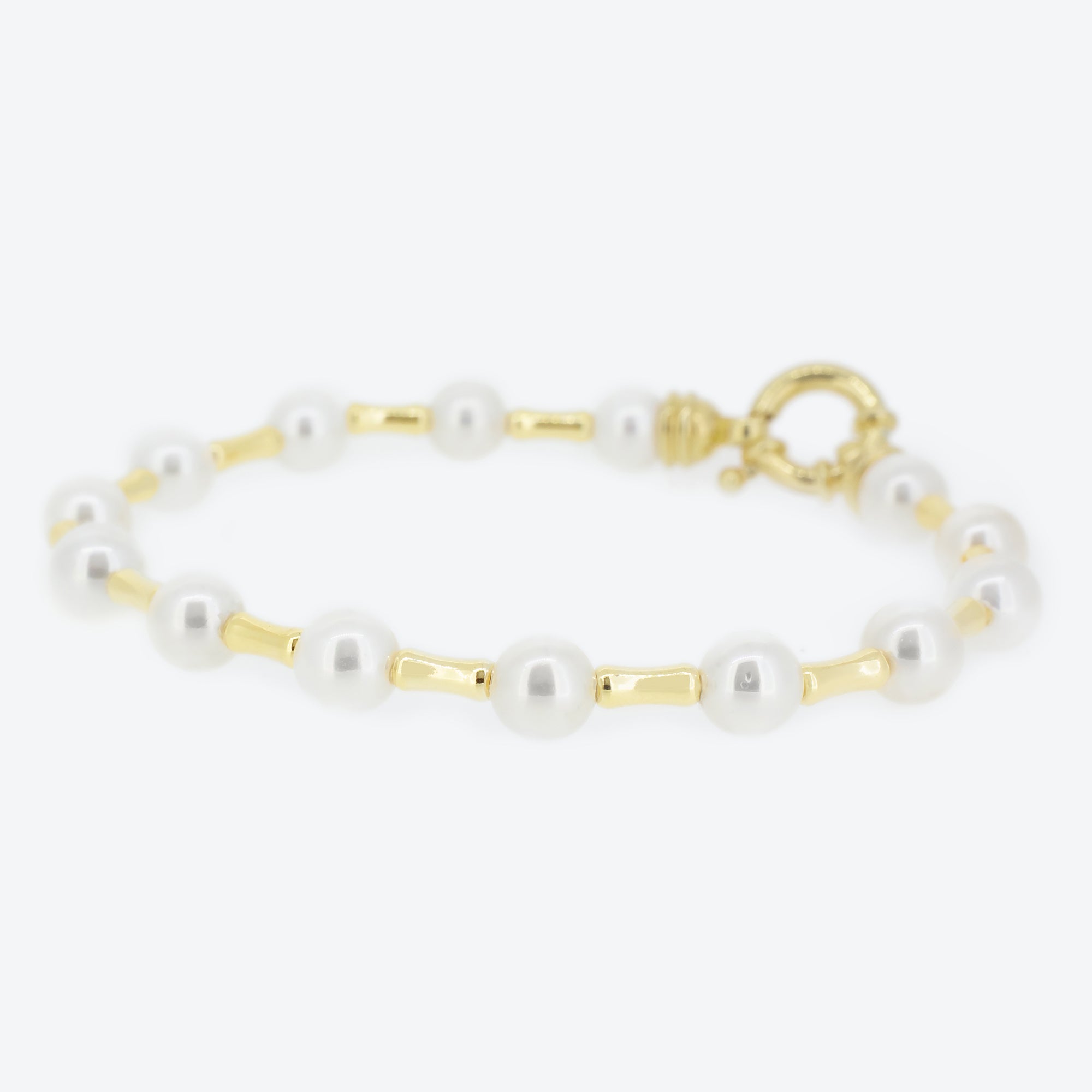 Bracciale maglie in argento e perle - oro