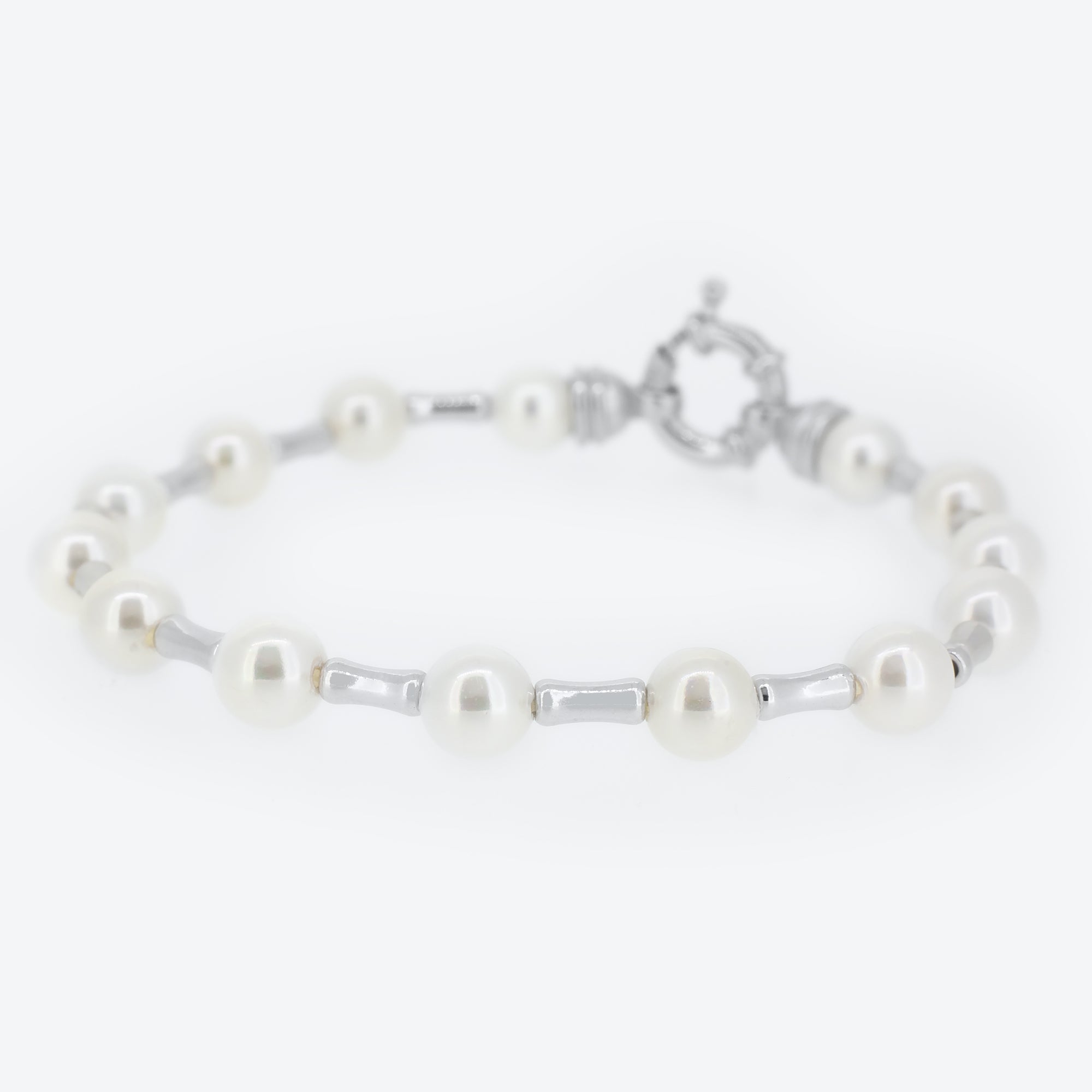 Bracciale maglie in argento e perle - Argento