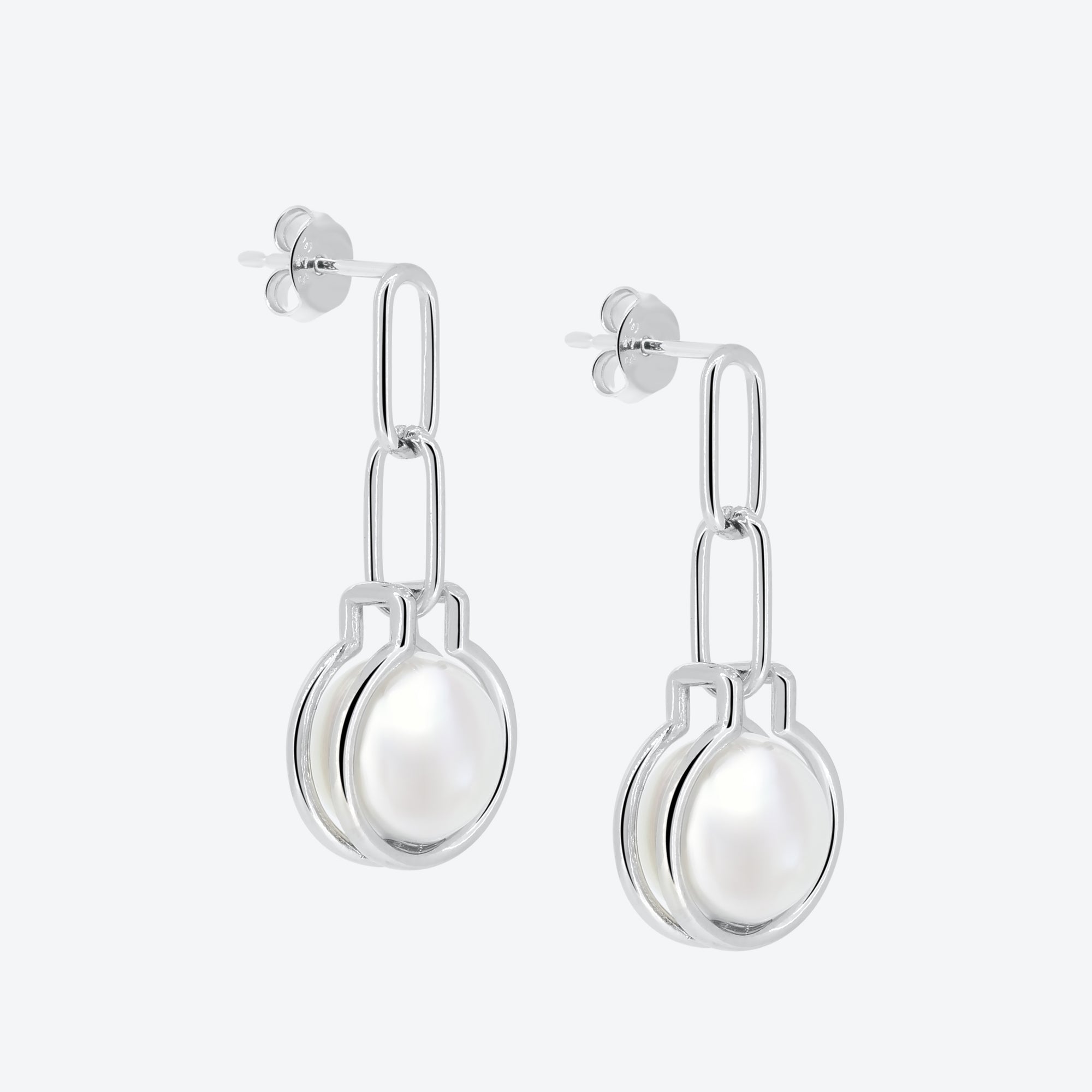Orecchini capsula pendente perla - argento