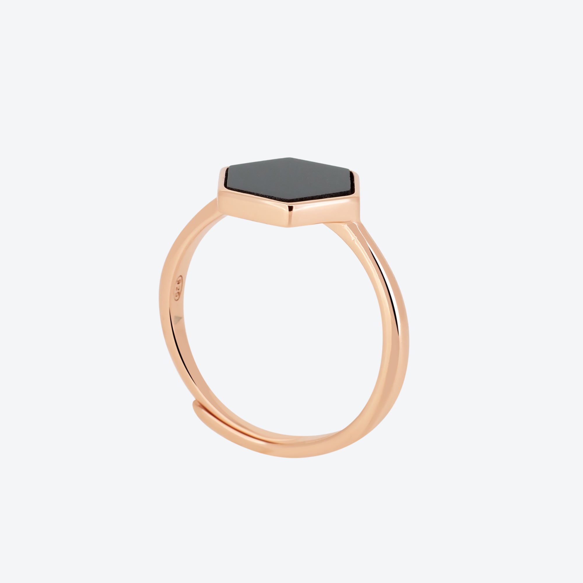 Anello esagonale con pietra onice - rosè