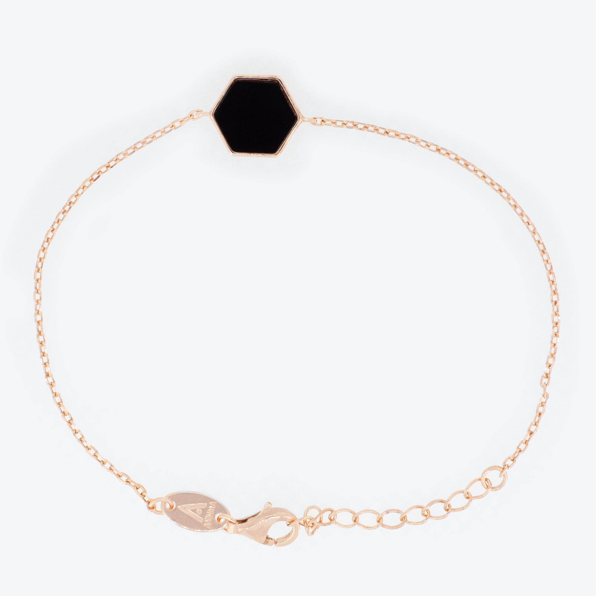 Bracciale con esagono con pietra onice - rosè